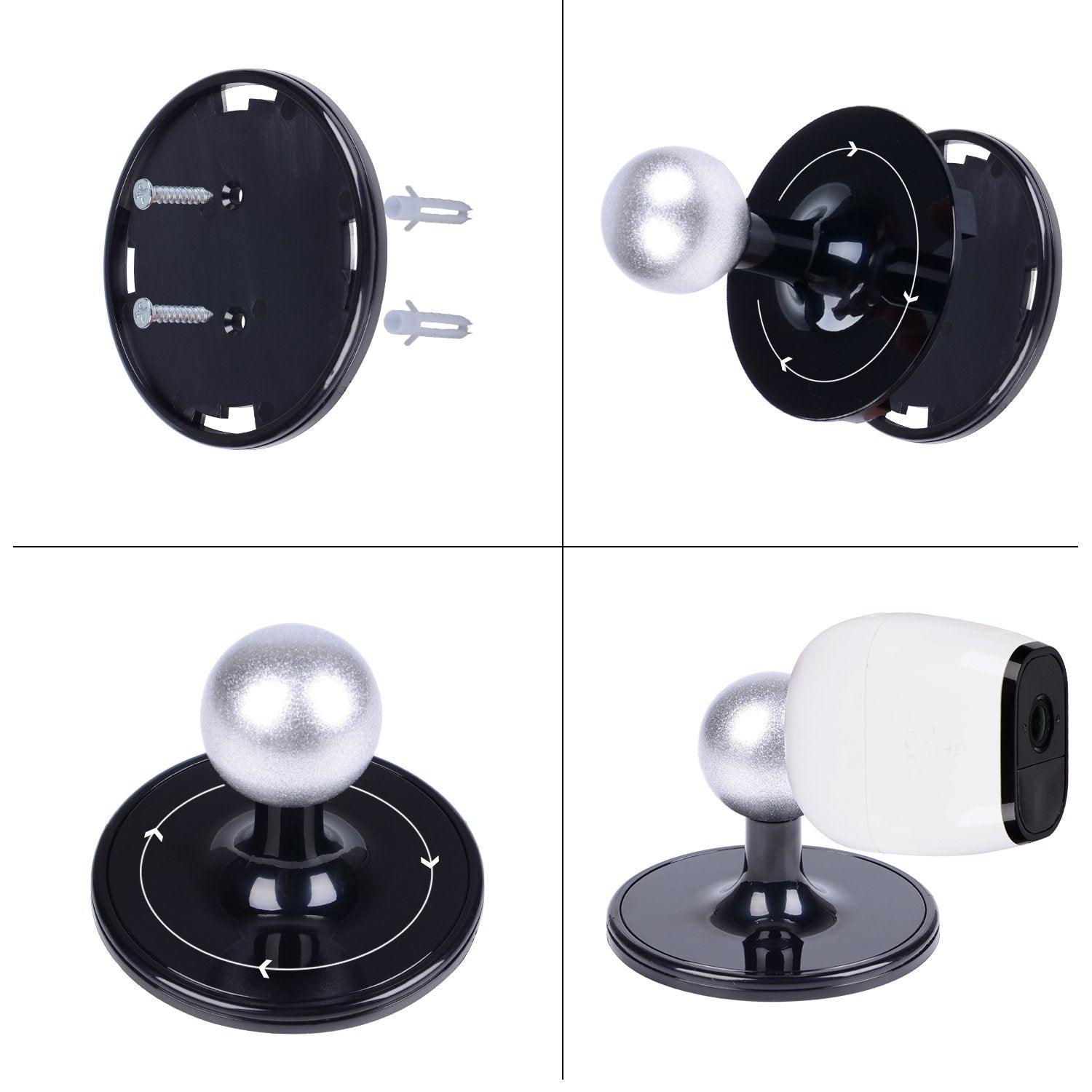 Suptig Security Wall Mount Mounting Bracket Adjustable Mount Outdoor Indoor For Arlo Pro Arlo Arlo Pro 2 (2 Pack White And Black