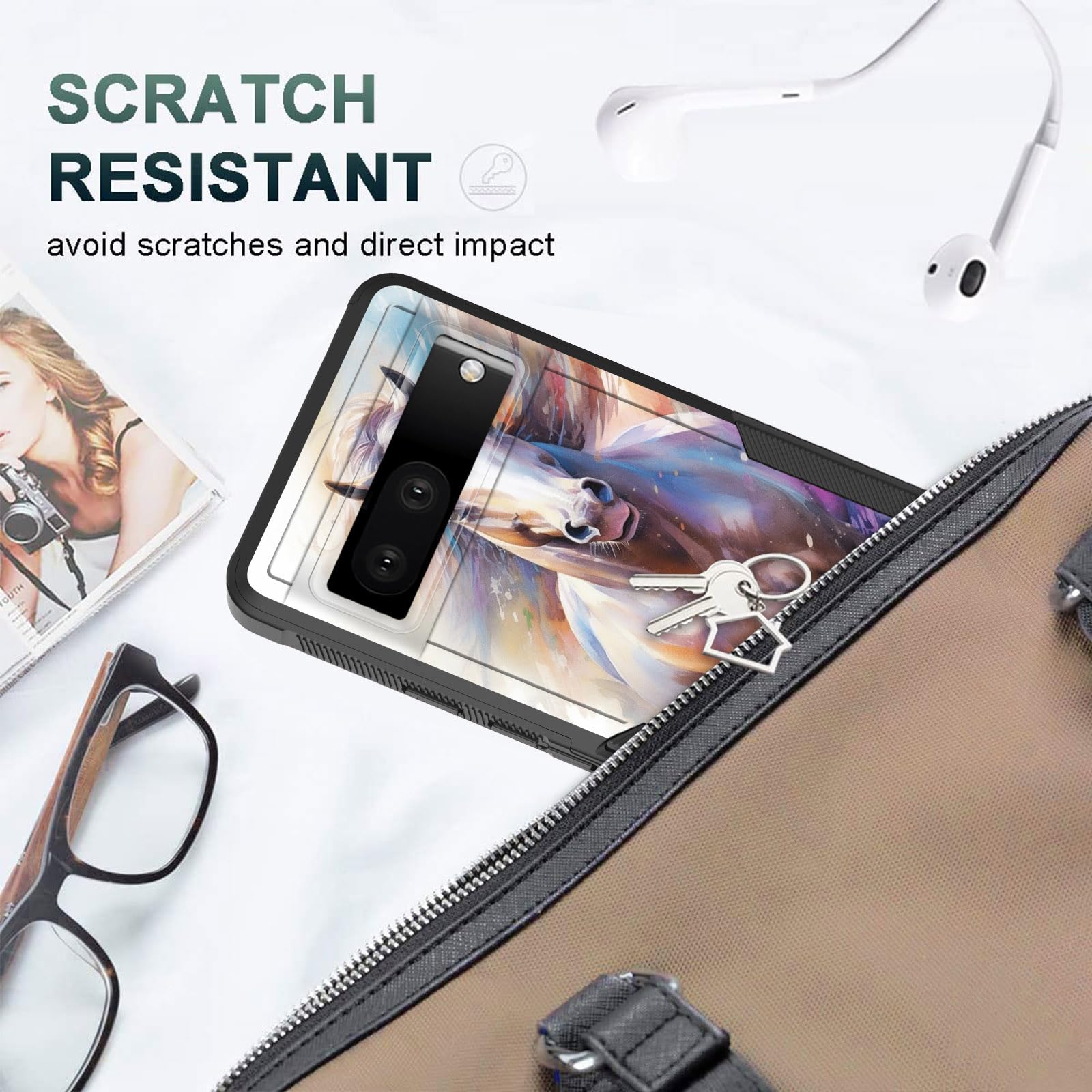 Cicplkse For Pixel 7A Case,Dual Layer Heavy Duty Hybrid Shockproof Hard Pc Soft Silicone Tpu Bumper Protective Cover Case For Go