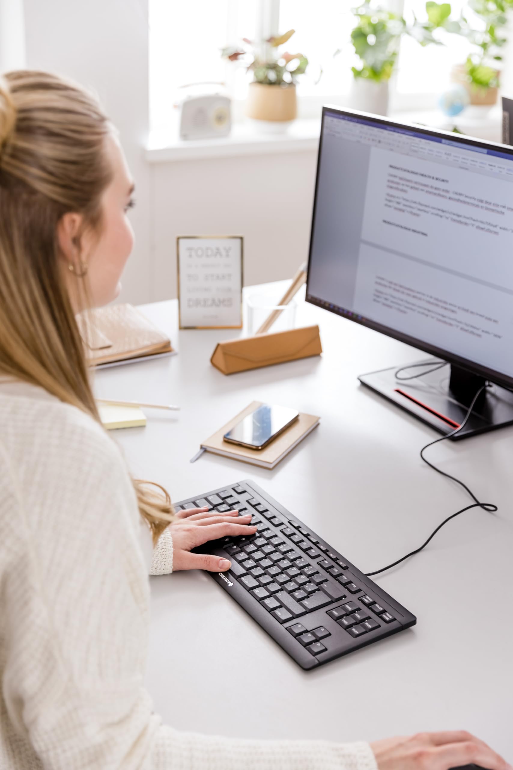 Cherry Stream Keyboard Tkl Wired Usb Keyboard Tenkeyless Compact Version Without Number Pad. Super Silent Keystroke. Ideal For O