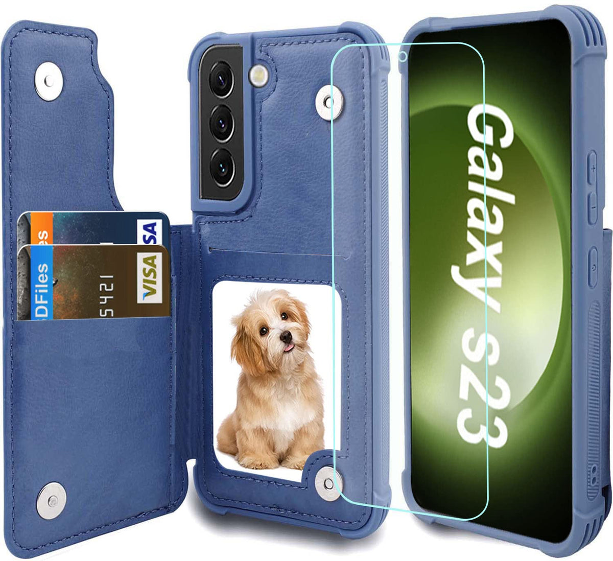 Vanavagy Galaxy S23 Wallet Case For Women And Men,Leather Flip Folio Phone Cover Fits Magnetic Car Mount With Credit Card Holder