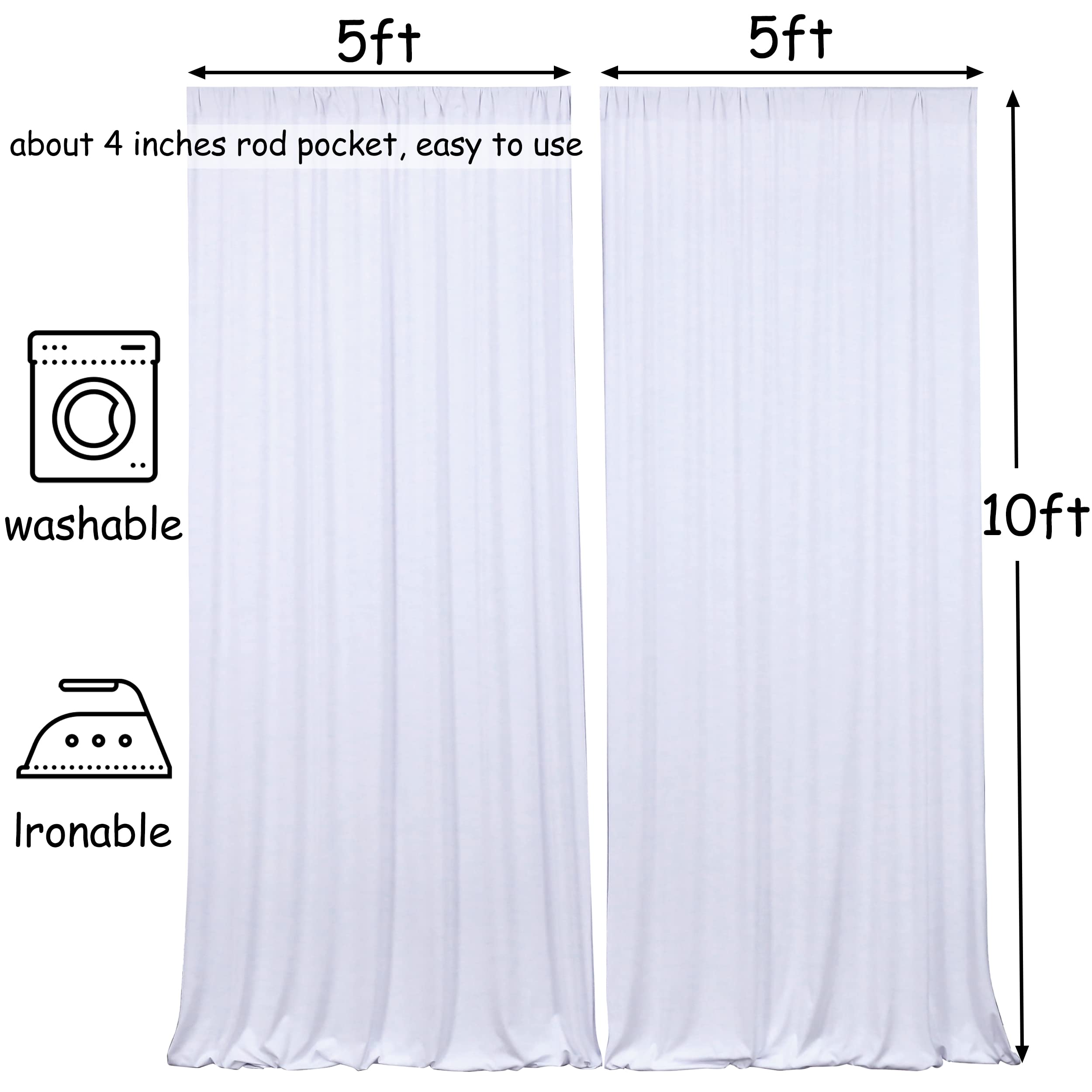 10X10Ft White Backdrop Curtains For Parties   White Wedding Backdrop For Baby Shower Birthday Photo Home Party Curtains Backdrop