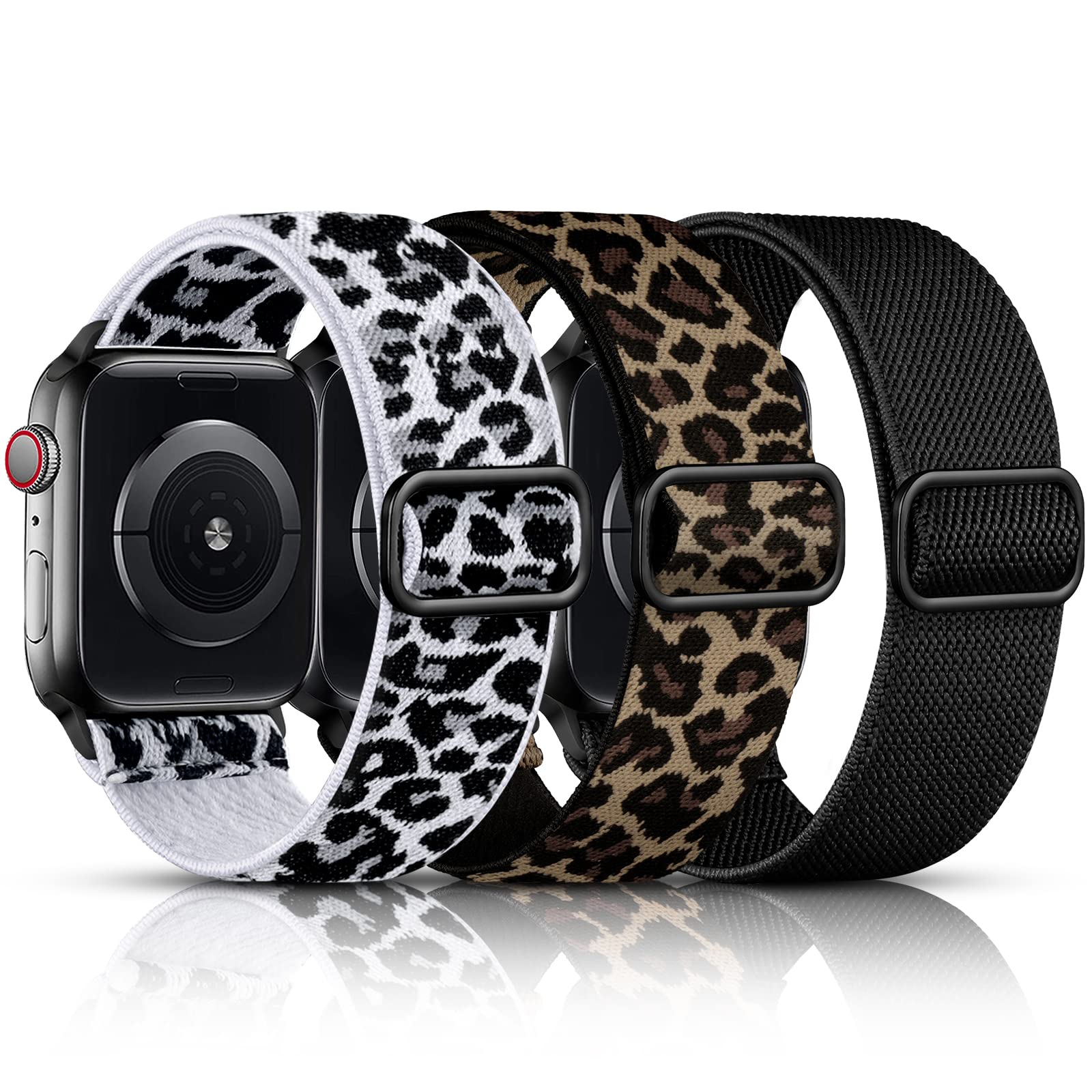 Daqin 3 Pack Band Compatible With Apple Watch Band 44Mm 45Mm 46Mm 42Mm 49Mm 41Mm 40Mm 38Mm Women Men, Soft Stretchy Nylon Band F