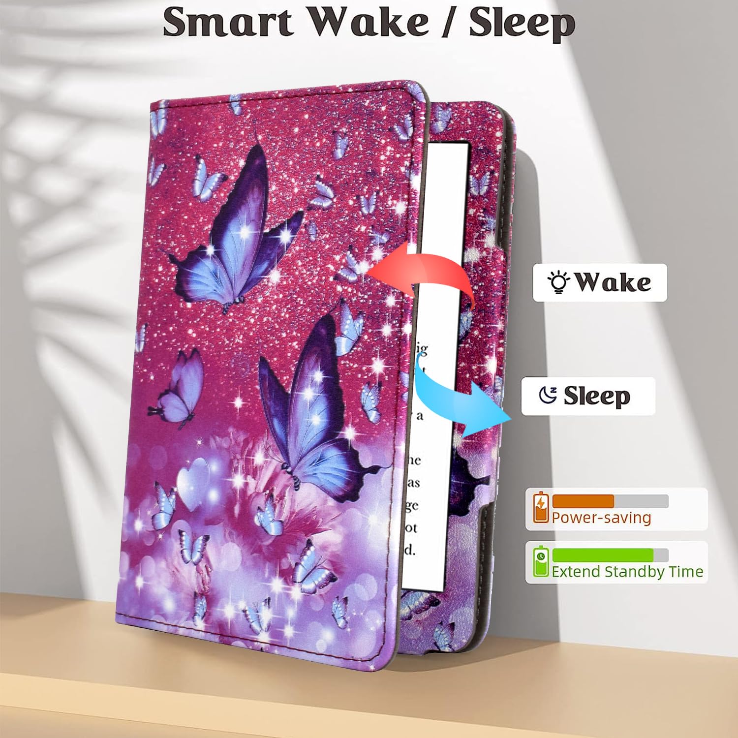 Kerom Case For 6'' Kindle Paperwhite (10Th/7Th/6Th/5Th Generation, 2012 2018 Release), Premium Pu Leather Cute Cover Case With F