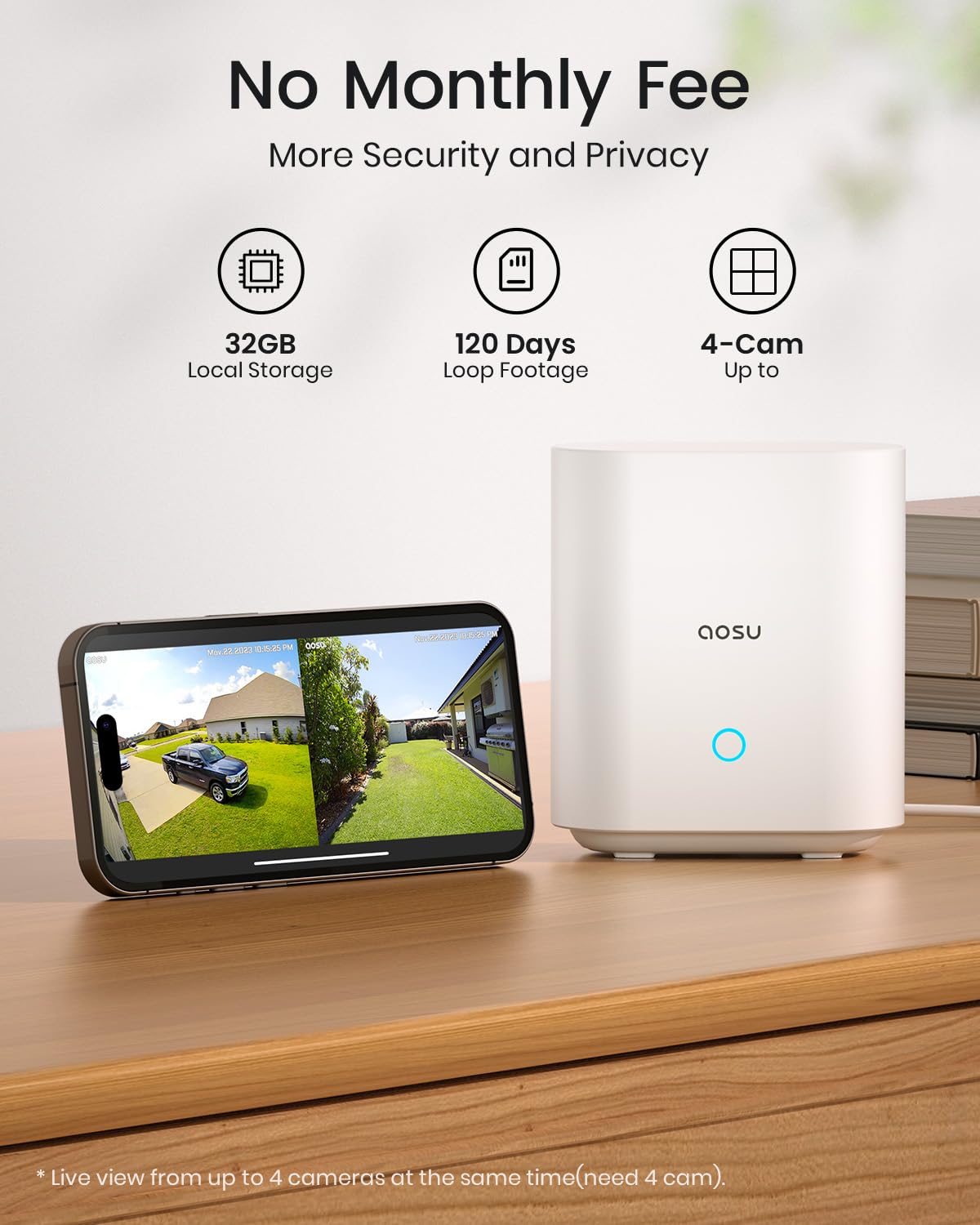 Aosu Security Cameras Wireless Outdoor Home System, True 2K Hd Night Vision, No Subscription, 240 Day Battery Life, 166� Wide View, Spotlight & Siren Alarm, Motion Alert, Support 2.4G & 5G Wifi Router