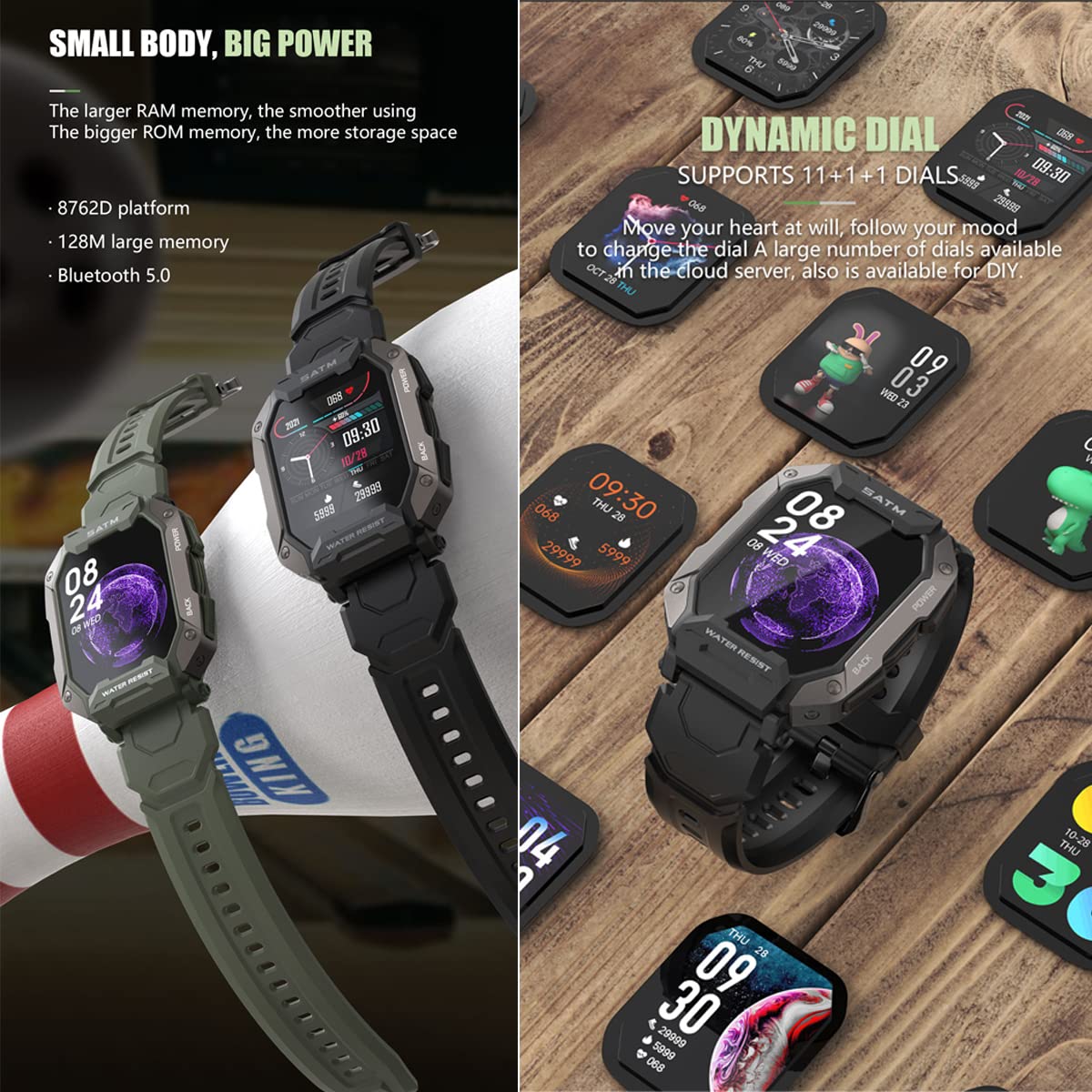 Pasnew Smart Watches For Men,Ip68 Waterproof Military Grade Bluetooth Call,Sports,Pedometer,Health Watch For Iphone Phones And A