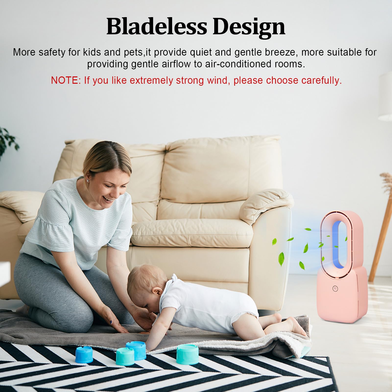 Conbola Desk Fan, 11.8 Inch Bladeless Fan Small Table Fan Air Cooler, Portable Rechargeable Breeze Quiet Fan With Touch Control