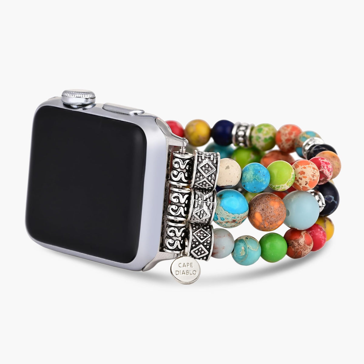 Cape Diablo Smart Watch Band For Women - Handmade Gemstone Strap - Compatible With 38Mm-45Mm Apple Faces (Vibrant Chakra, Large 