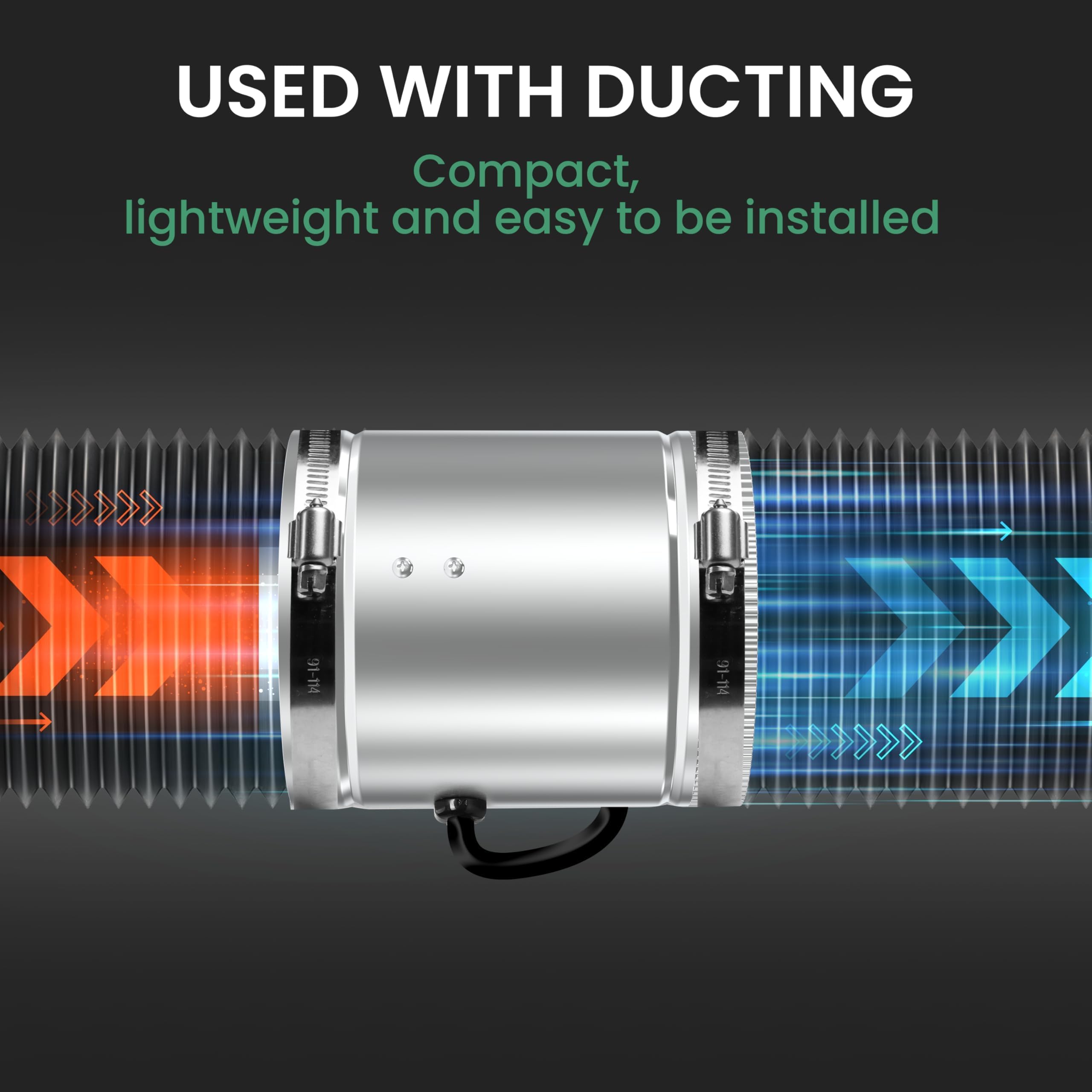 Ipower 6 Inch Inline Duct Fan 240 Cfm, Hvac Booster Exhaust Ventilation Fan With Low Noise For Basements, Bathrooms, Grow Tents,