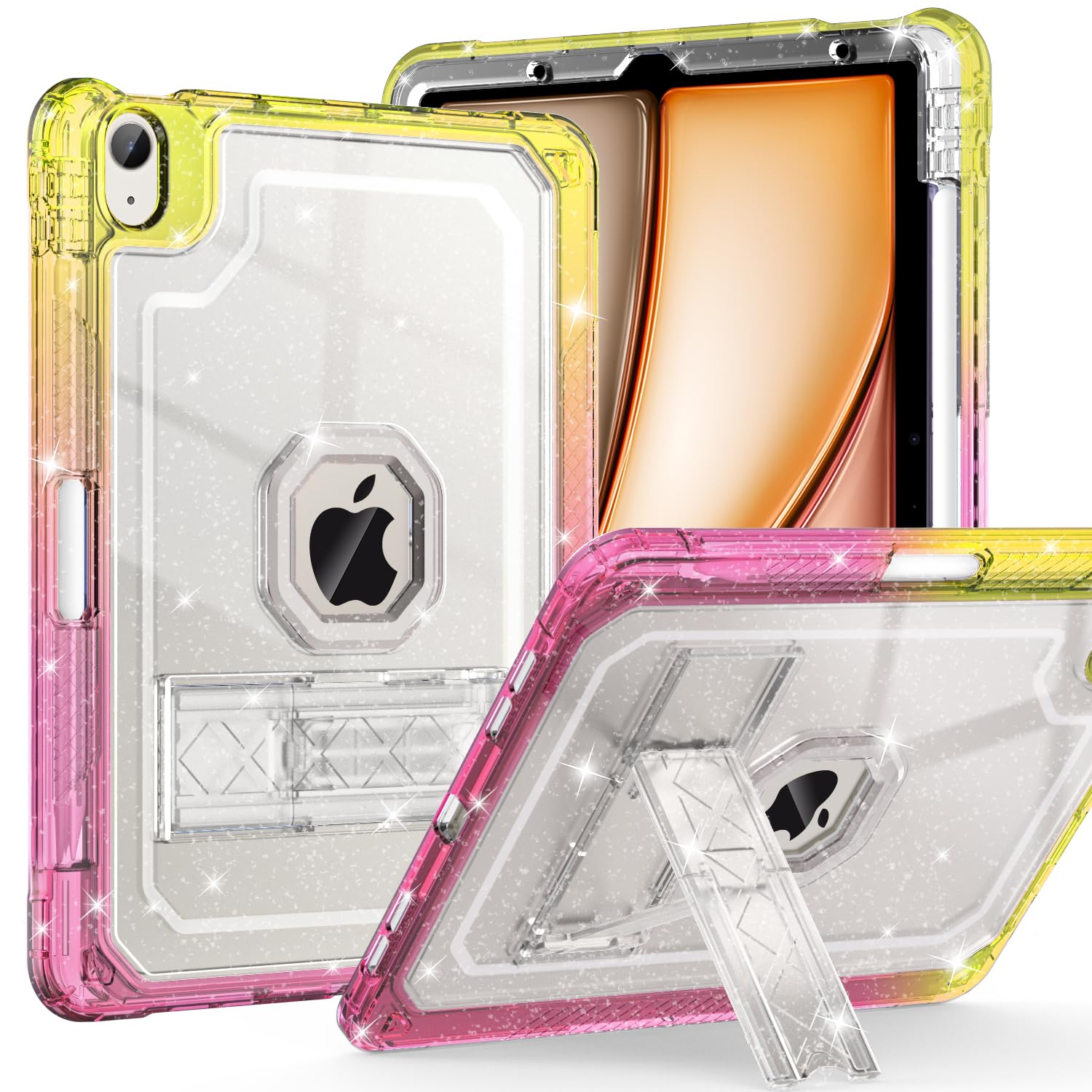 Zonefoker For Ipad Air 11 Inch Case 6Th/5Th/4Th Generation M2 11 Inch 2024/2022/2020 Case, Glitter Slim Cover For Kids With Penc