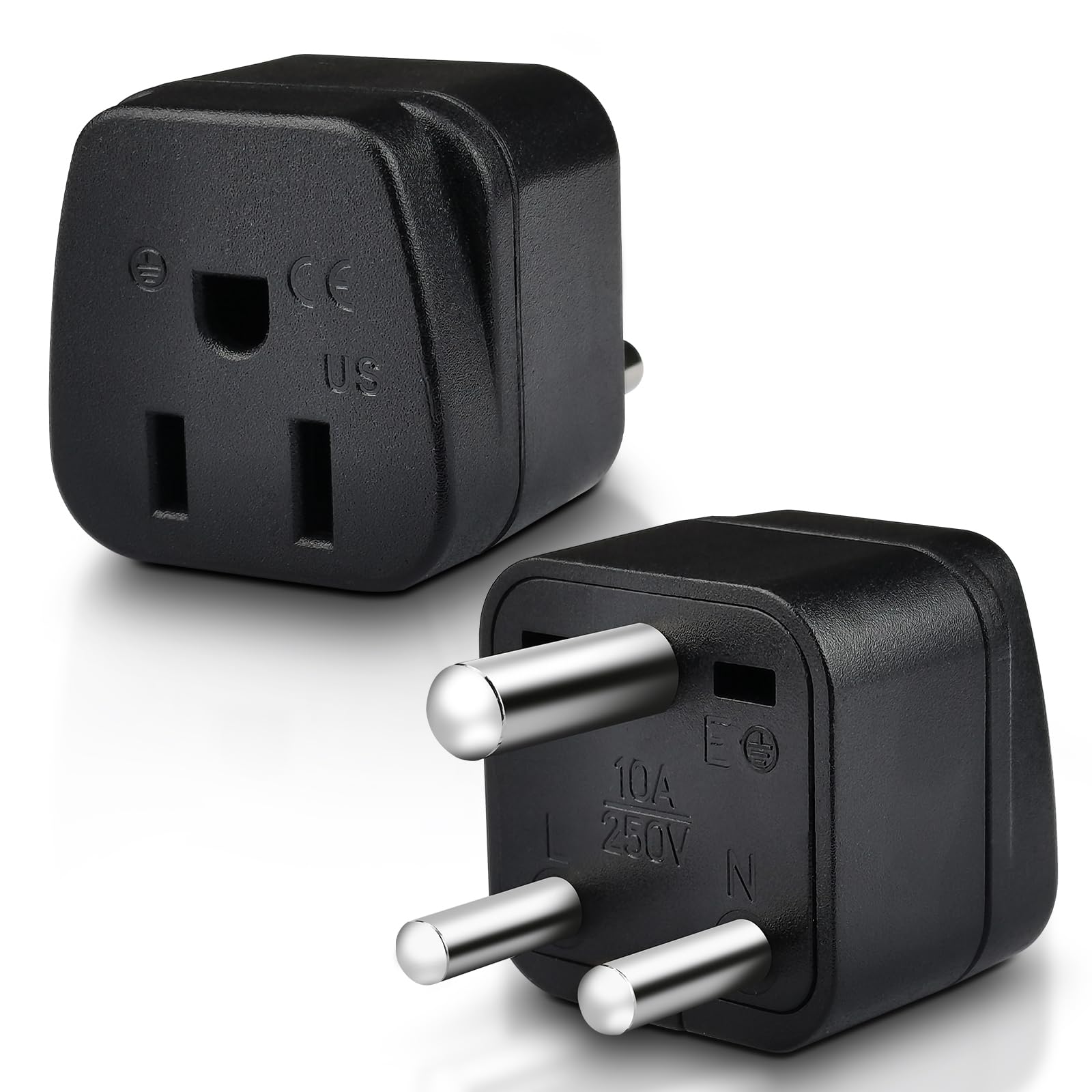 Us To India Plug Adapter, 2 Pack Type D Plug Adapter, India Power Adapte Us To India, Bangladesh, Maldives, Pakistan Travel Adap