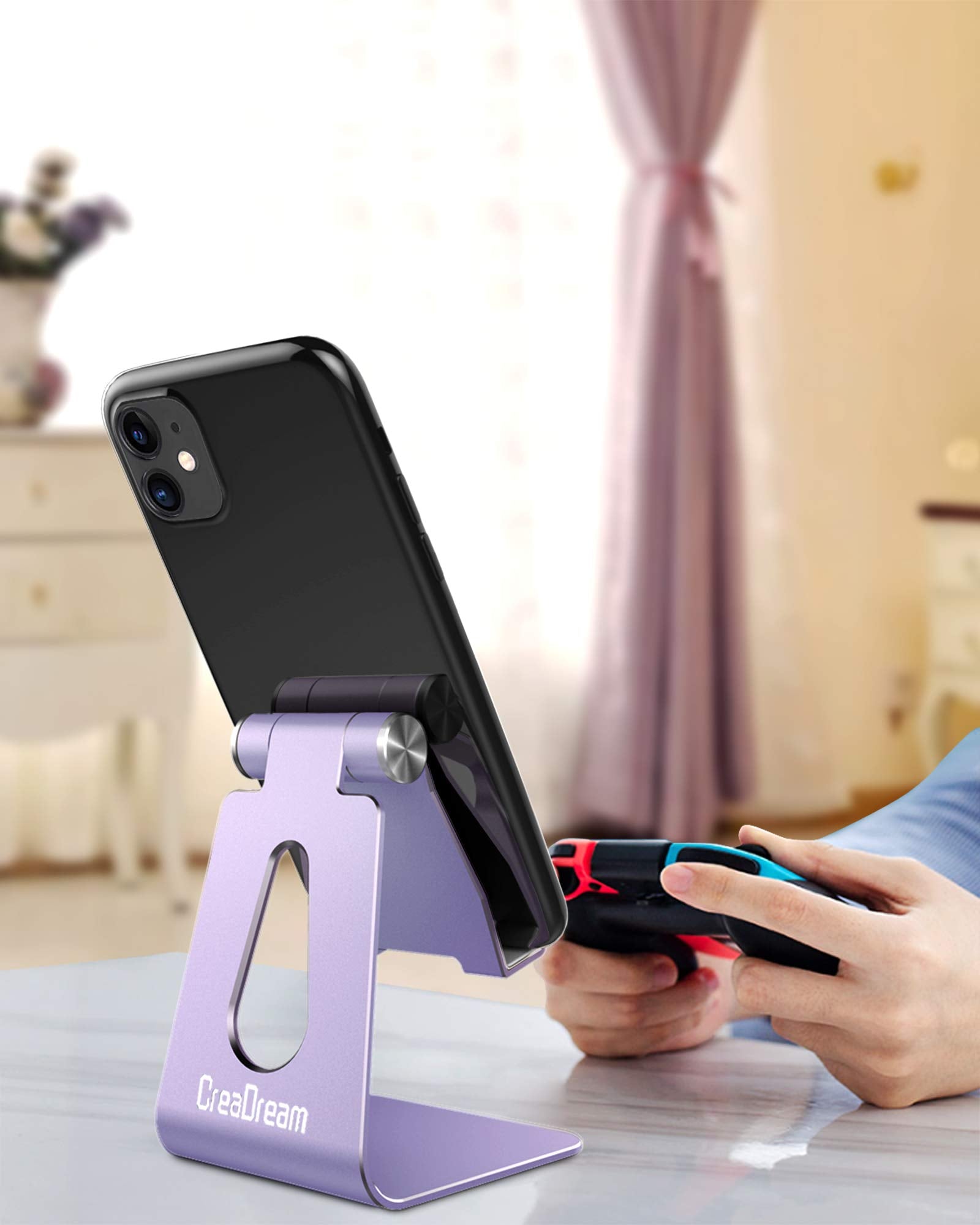 Creadream Adjustable Cell Phone Stand, Phone Stand, Cradle, Dock, Holder, Aluminum Desktop Stand Compatible With Phone 13 12 11