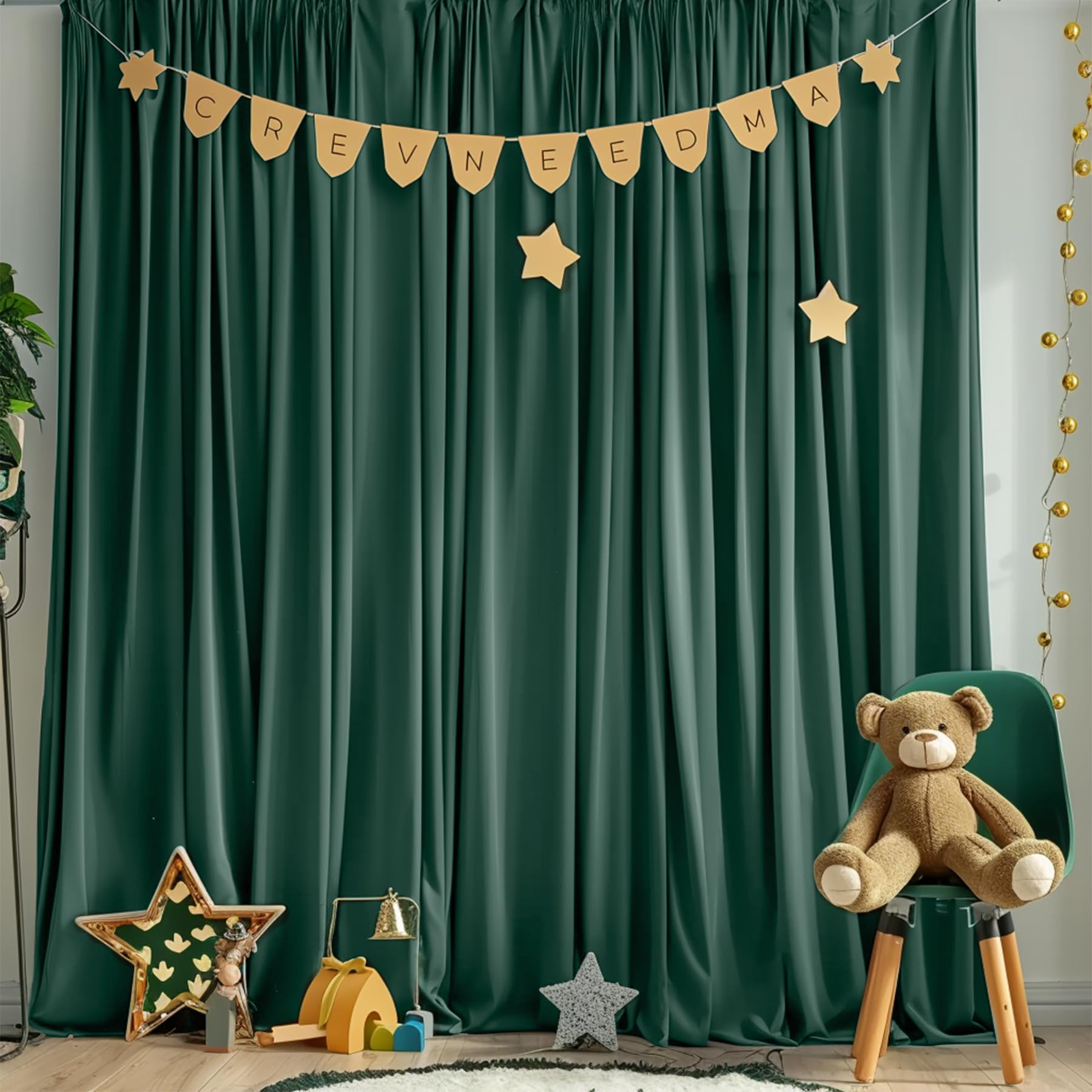 10X10Ft Blackish Green Backdrop Curtain For Wedding Parties Baby Shower Curtain Backdrop For Birthday Party Background Decoratio