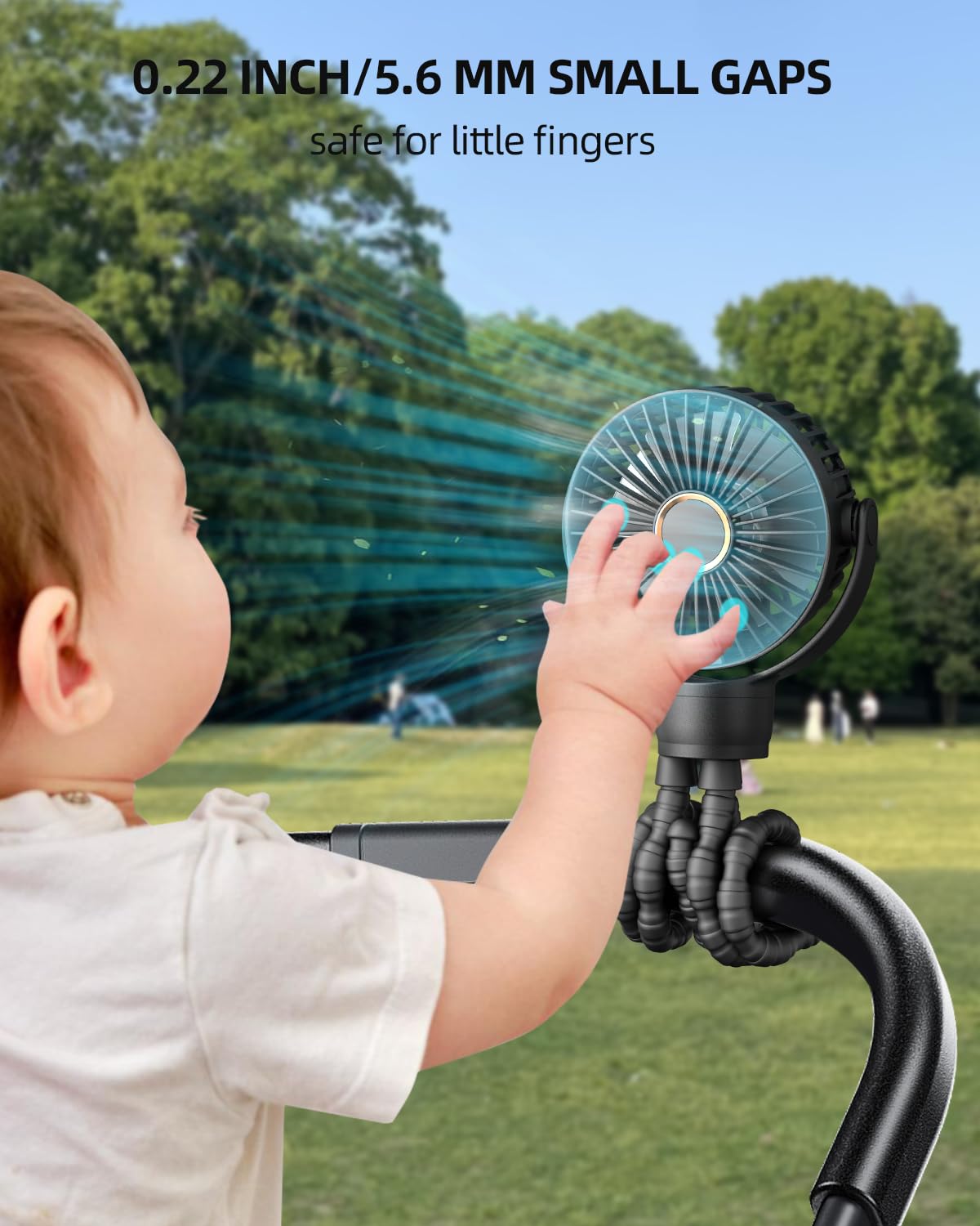 Kidee Mini Stroller Fan, Portable Baby Fan Battery Operated, Led Display With 3 Speeds, Small Clip On Fan Desk Fan Usb Rechargea