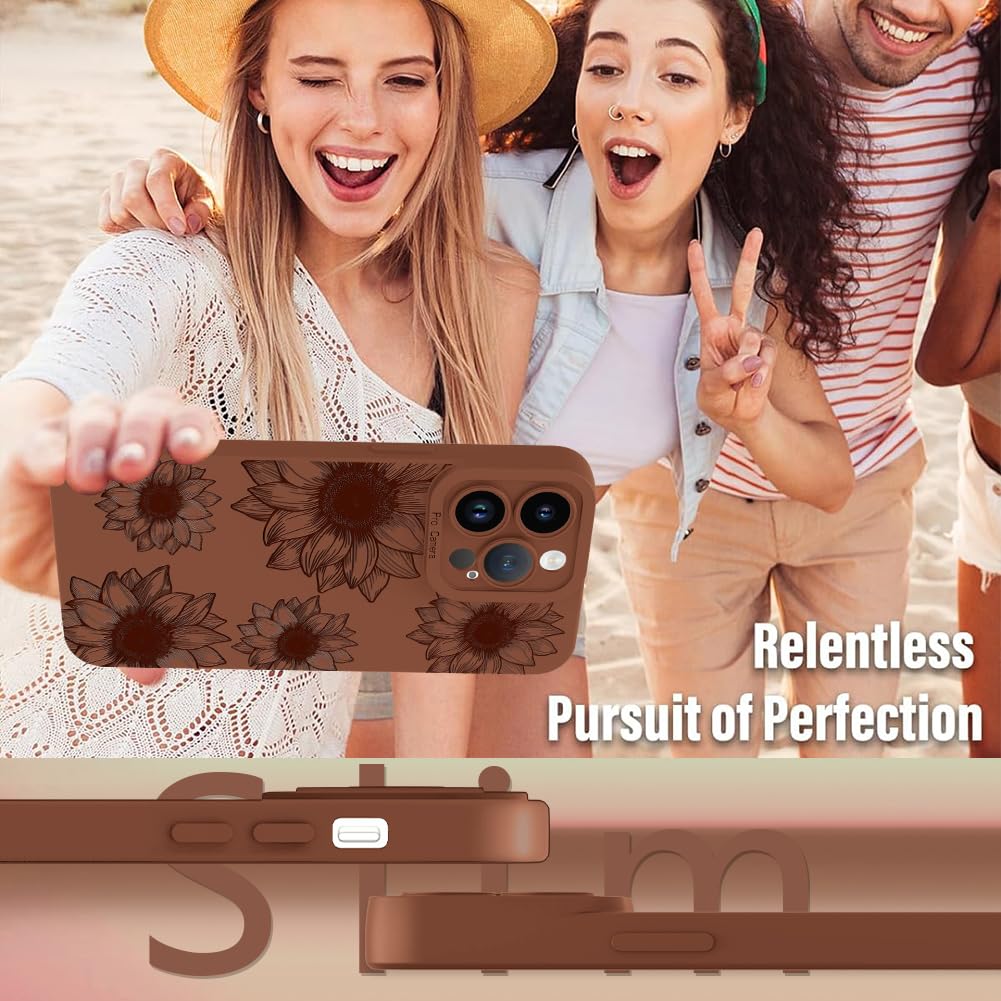 Ook Floral Case For Iphone 14 Pro Max Case, Cute Sunflower Floral Blooms Design Soft Tpu Shockproof Protective For Women Girls S