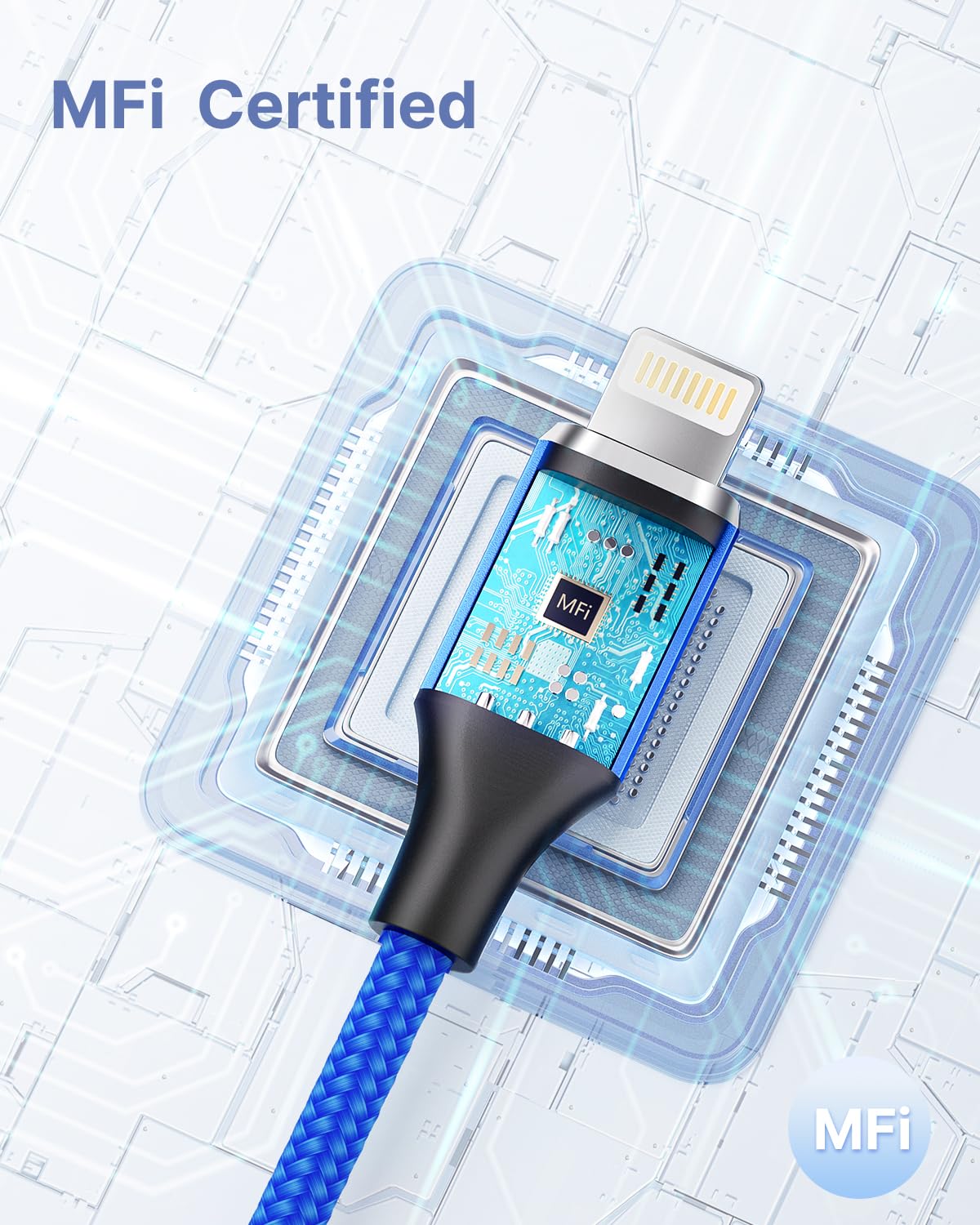 Aioneus Iphone Charger 3Ft 2Pack, Iphone Charging Cable Mfi Certified Lightning Cable Nylon Braided Fast Iphone Charging Cord For Iphone 14 13 12 11 Pro Max Xr Xs X 8 7Plus 6 6S Se Ipad  Blue