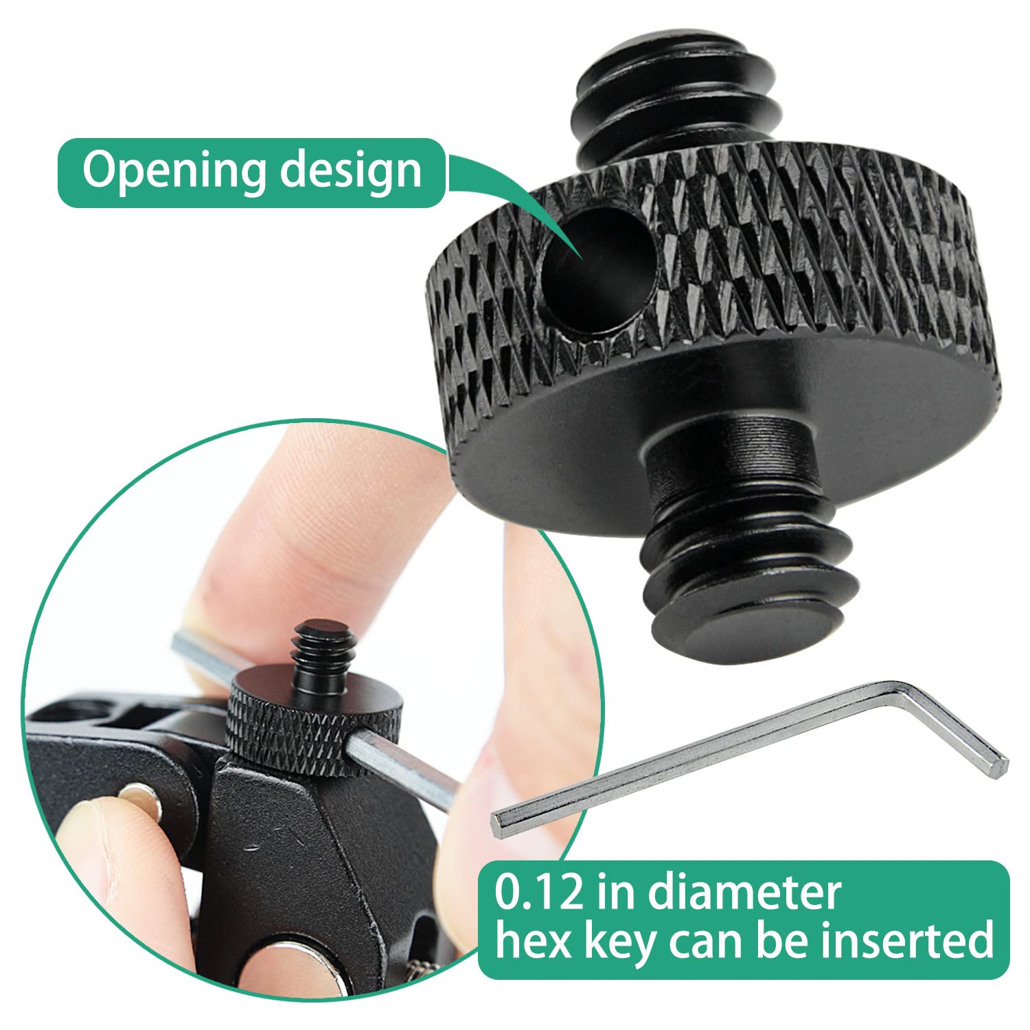 Rigych 1/4 Male To 1/4 Male Tripod Screw Adapter With Hole 1/4 Screw Camera Mount For Camera Tripod Mic Stand Mic Mount Light St