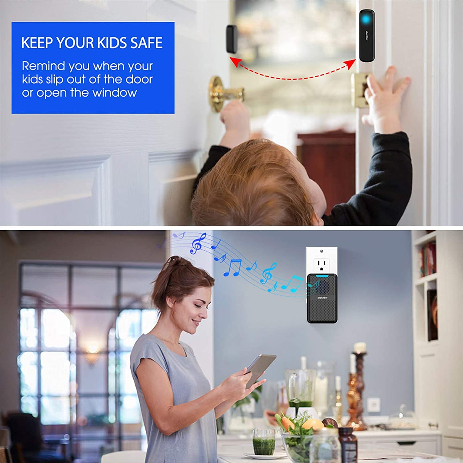 Stechro Door Chime, Wireless Door Alarm Sensor With 600Ft Range, 62 Chimes 5 Adjustable Volumes For Business/Home/Office/Stores