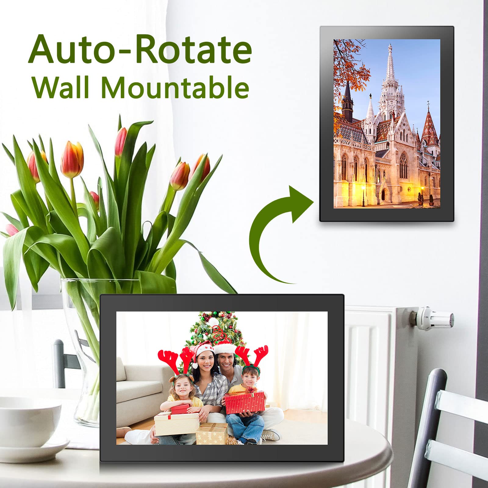 Kastiss 10.1 Inch Wifi Digital Picture Frame 1280X800 Hd Ips Touch Screen,Smart Photo Frame With 16Gb Storage,Auto Rotate, Insta