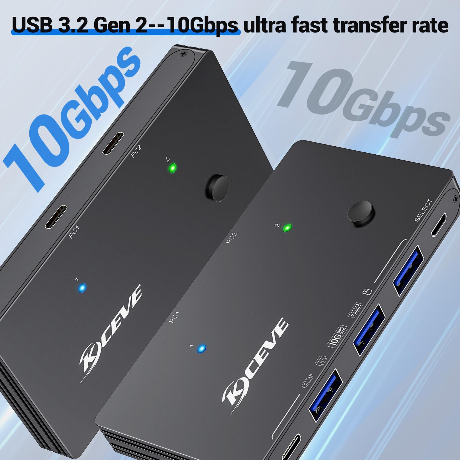 10Gbps Usb Switch 2 Computers Share 4 Usb 3.2 Gen 2 Ports, Mleeda Usb Switcher Selector For Pc Laptop Keyboard Mouse Webcam Port