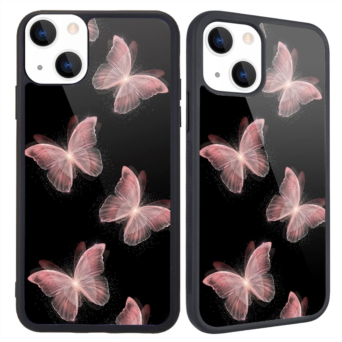 Maycari Compatible With Iphone 13 Case For Children Women Butterfly Design, Hard Back With Animal Pattern Soft Tpu Bumper Protec