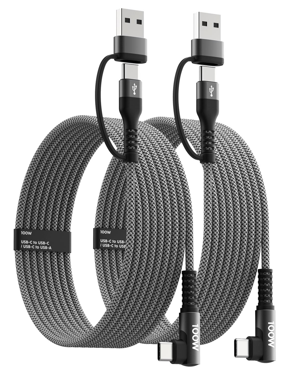Minlu 100W Fast USB C Charger Cable Right Angle, USB A/C to USB C Cable