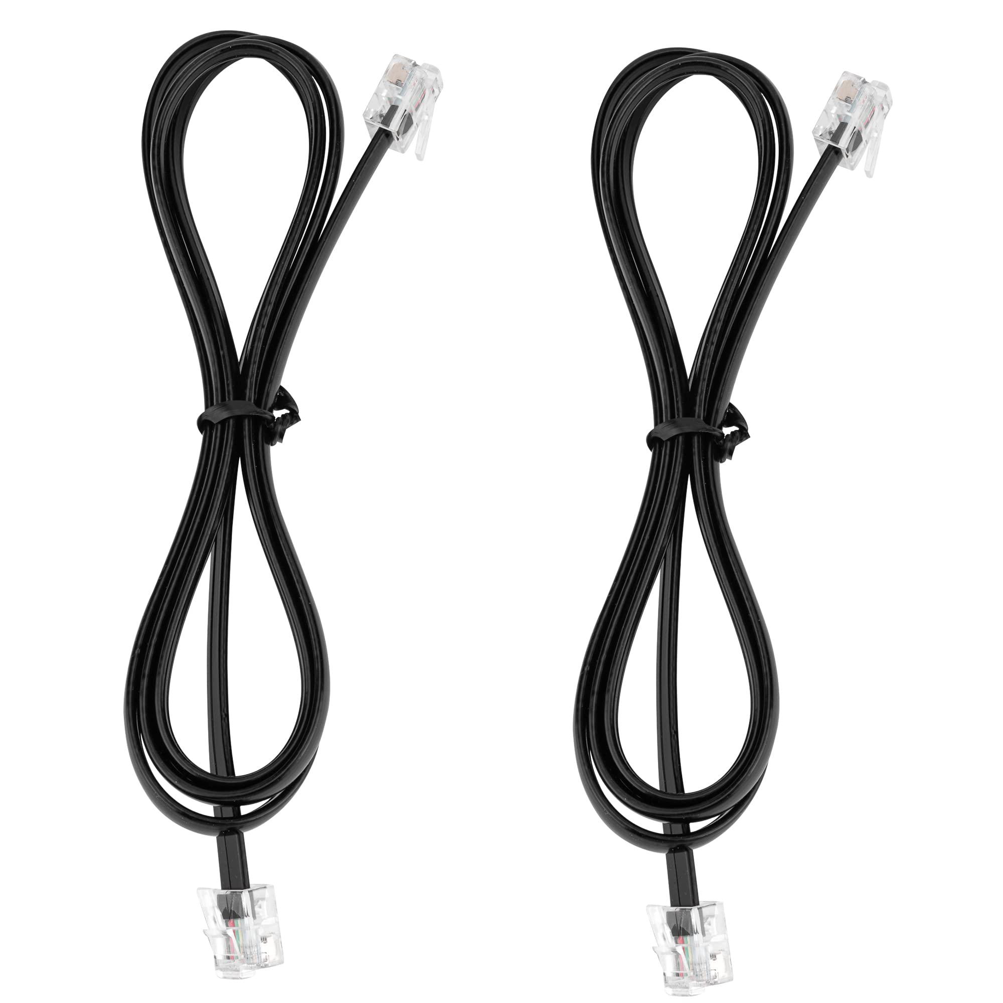 Lansensu Rj12 Cable Phone Cord Rj12 6P6C Male To Male Straight Wired For Both Data And Voice Use   2Pack (Black, 3.3Ft)