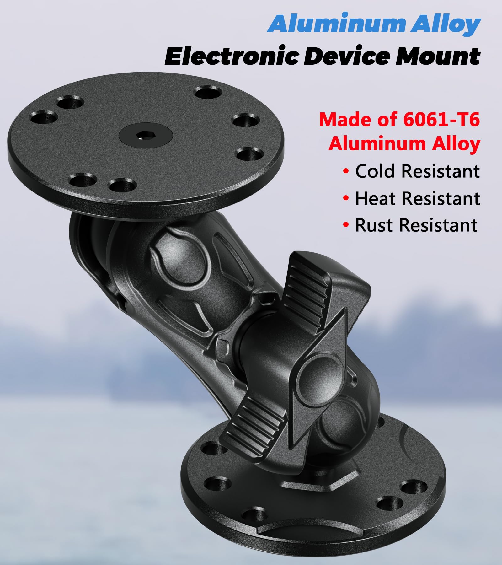 Vazeswin Aluminum Alloy Electronic Device Mount With 1'' Ball Round Plates, 3.5'' Medium Arm Fish Finder Mount Tablet Holder, B