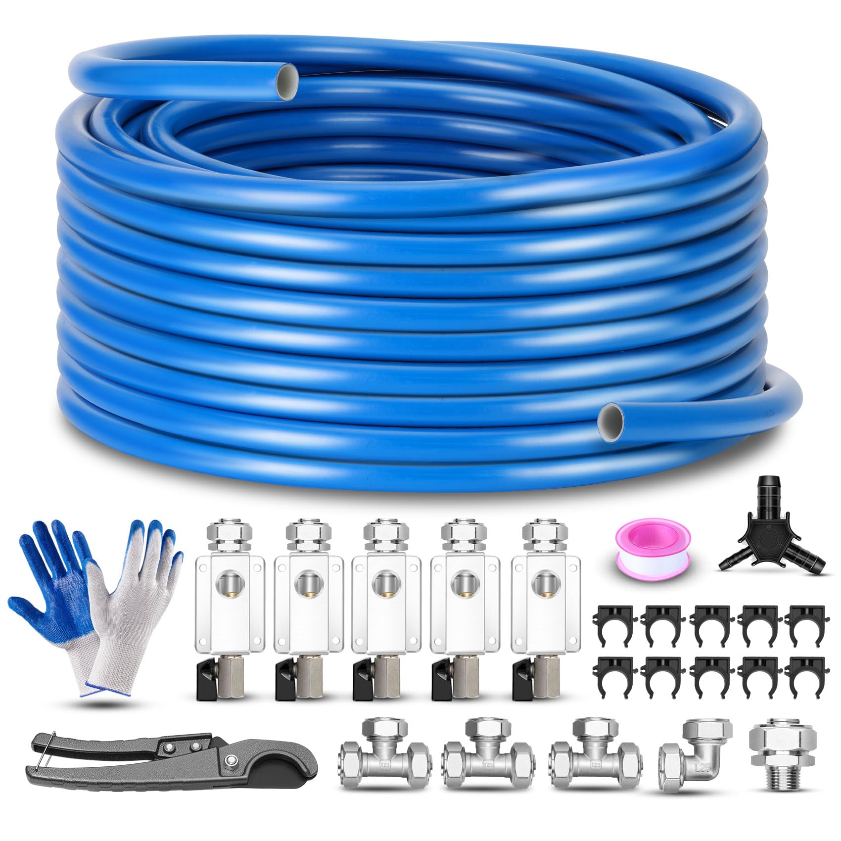 Howaoo Compressed Air Line Kit 3/4'' X 200Ft, Shop/Garage Hdpe Aluminum Air Line Kit For Connect Air Compressor, Compressed Air