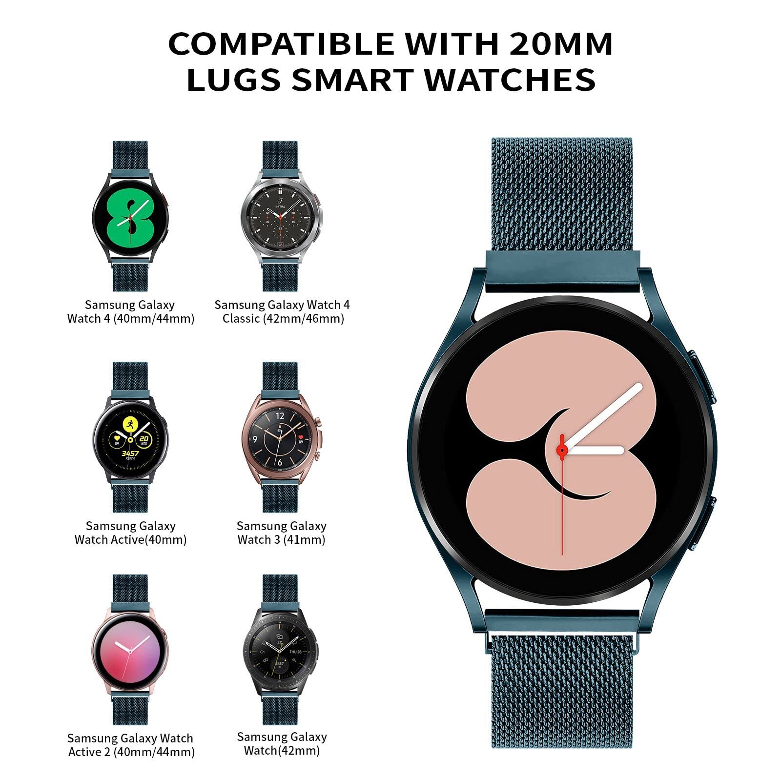 Vomulato Magnetic Bands Compatible With Samsung Galaxy Watch 5/4 40Mm 44Mm,Galaxy Watch 5 Pro 45Mm, Galaxy Watch 5 Pro 45Mm,Gala