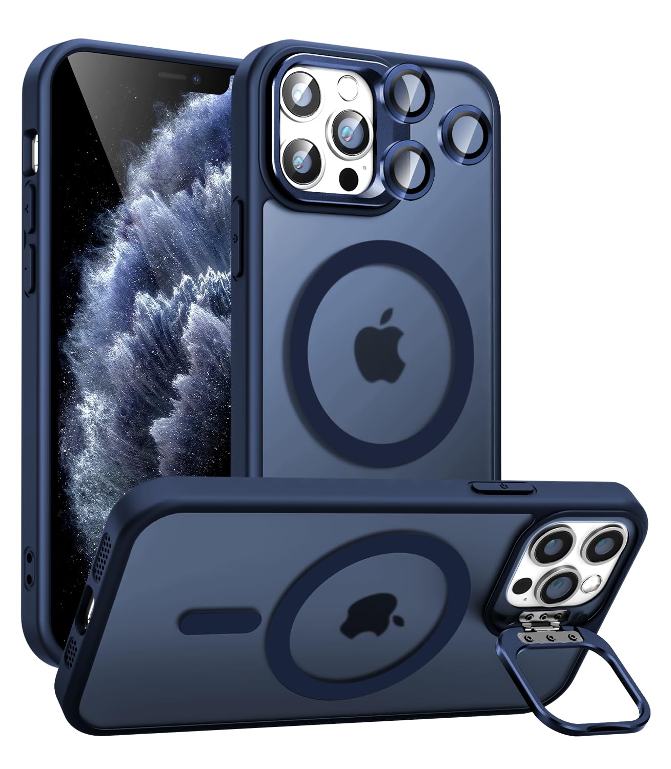 Norllben Magnetic For Iphone 11 Pro Max Case With Stand, Compatible With Magsafe, Military Protection & Camera Lens Protector Tr