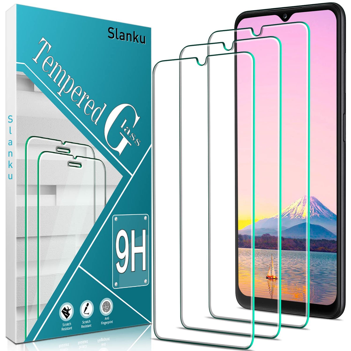 Slanku (3 Pack) Screen Protector For Samsung Galaxy A12 Tempered Glass, Bubbles Free, Anti Scratch, Easy To Install, Case Friend