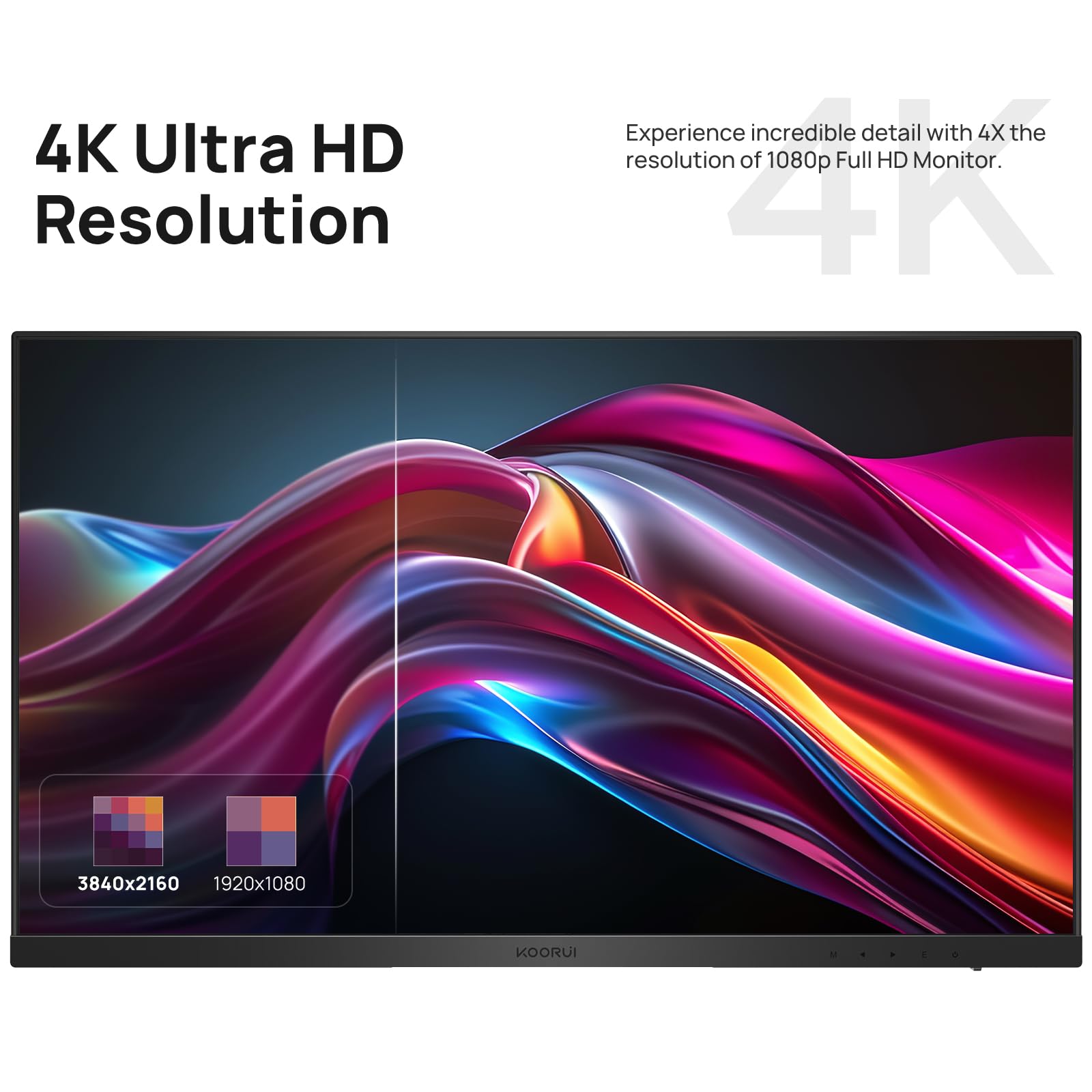 Koorui 27 Inch 4K Uhd(3840 * 2160) Monitor Ips Ultra-Thin Computer Monitor With 95% Dci-P3, Freesync & G-Sync, Displayport&Hdmi,