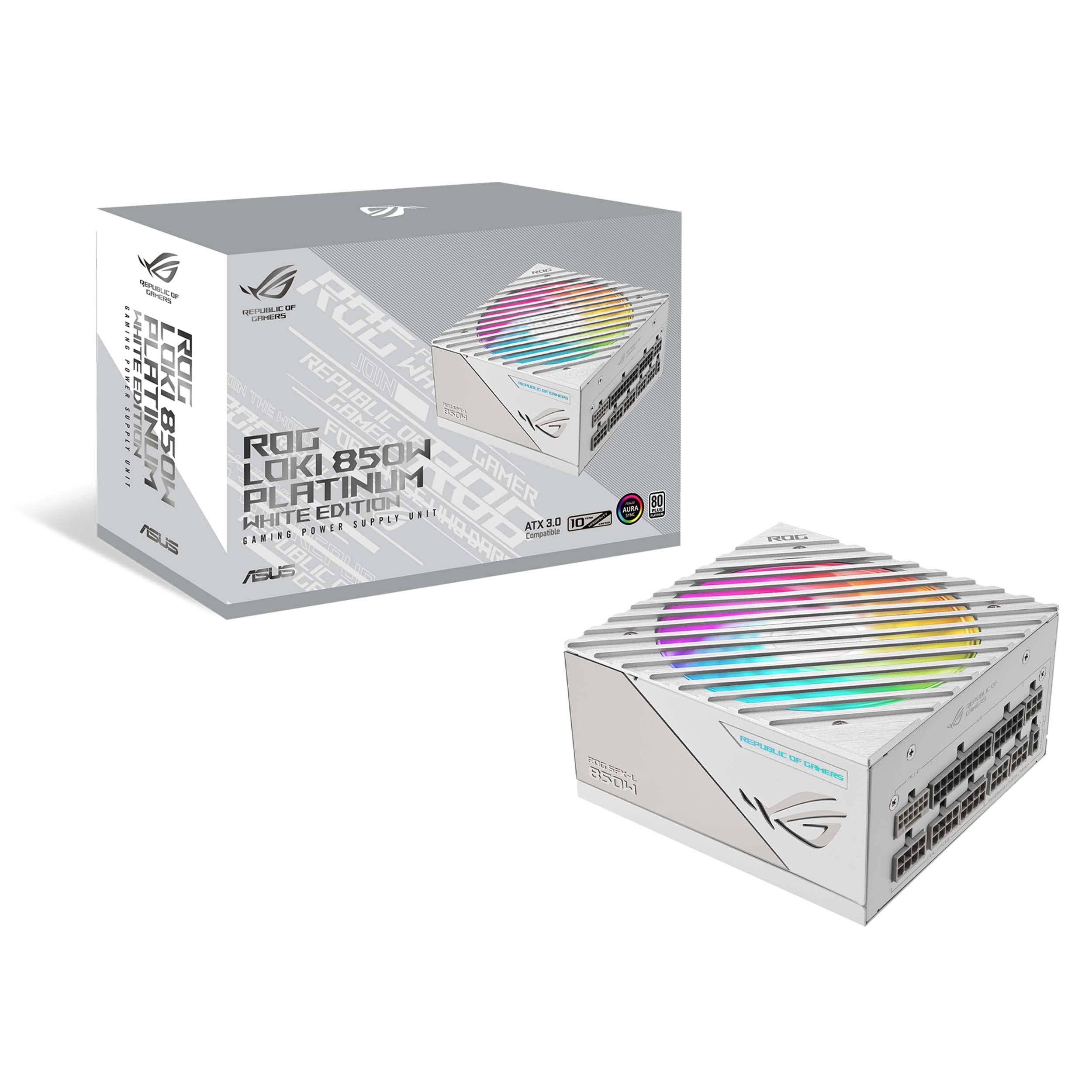ASUS ROG Loki SFX-L 850W Platinum White Edition (Fully Modular Power Supply, 80+ Platinum, 120mm PWM ARGB Fan, Aura Sync, ATX 3.