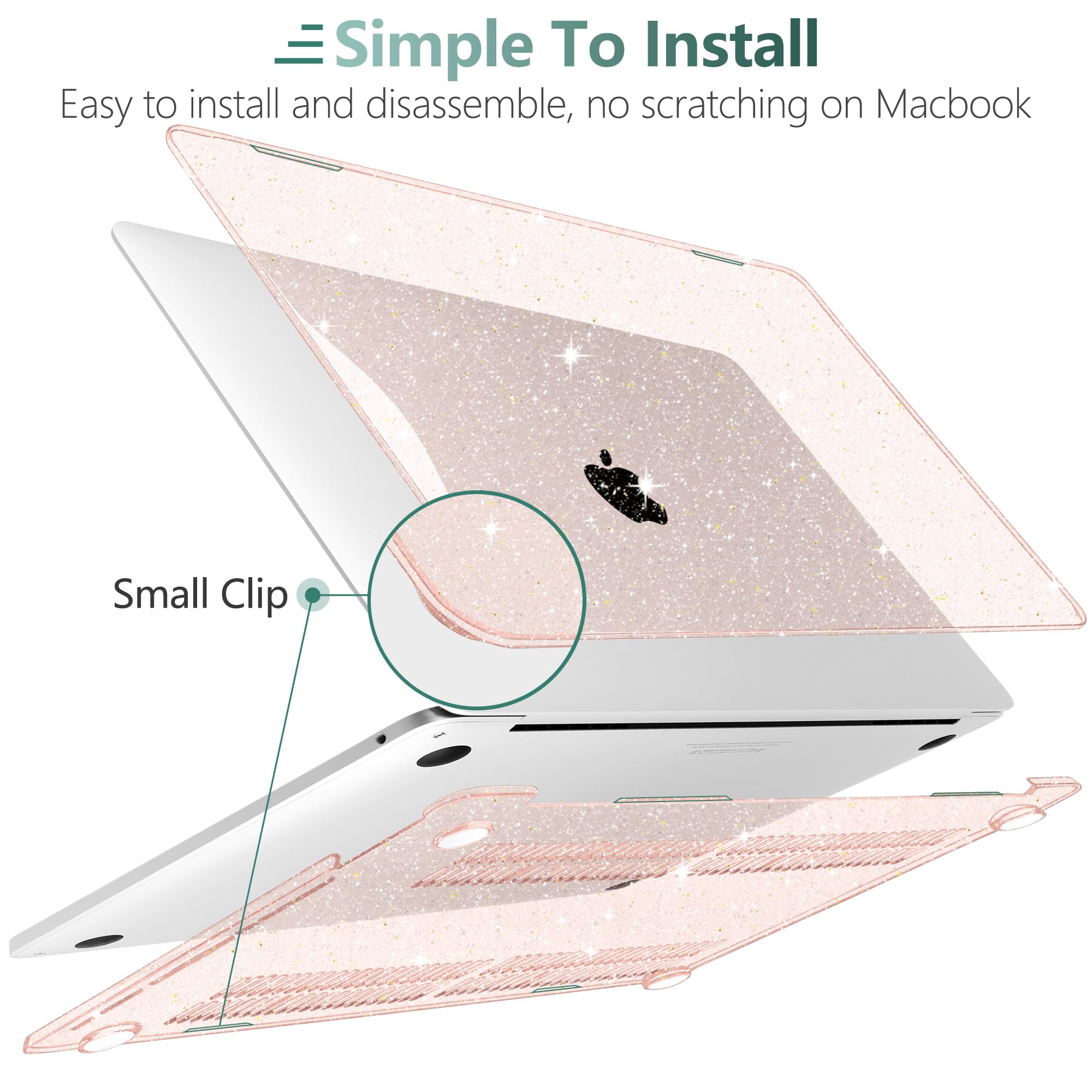 Dongke For Macbook Pro 13 Inch Case 2023 2022 2021 2020 Release Model A2338 M2/M1 A2251 A2289 With Touch Bar & Touch Id, Glitter