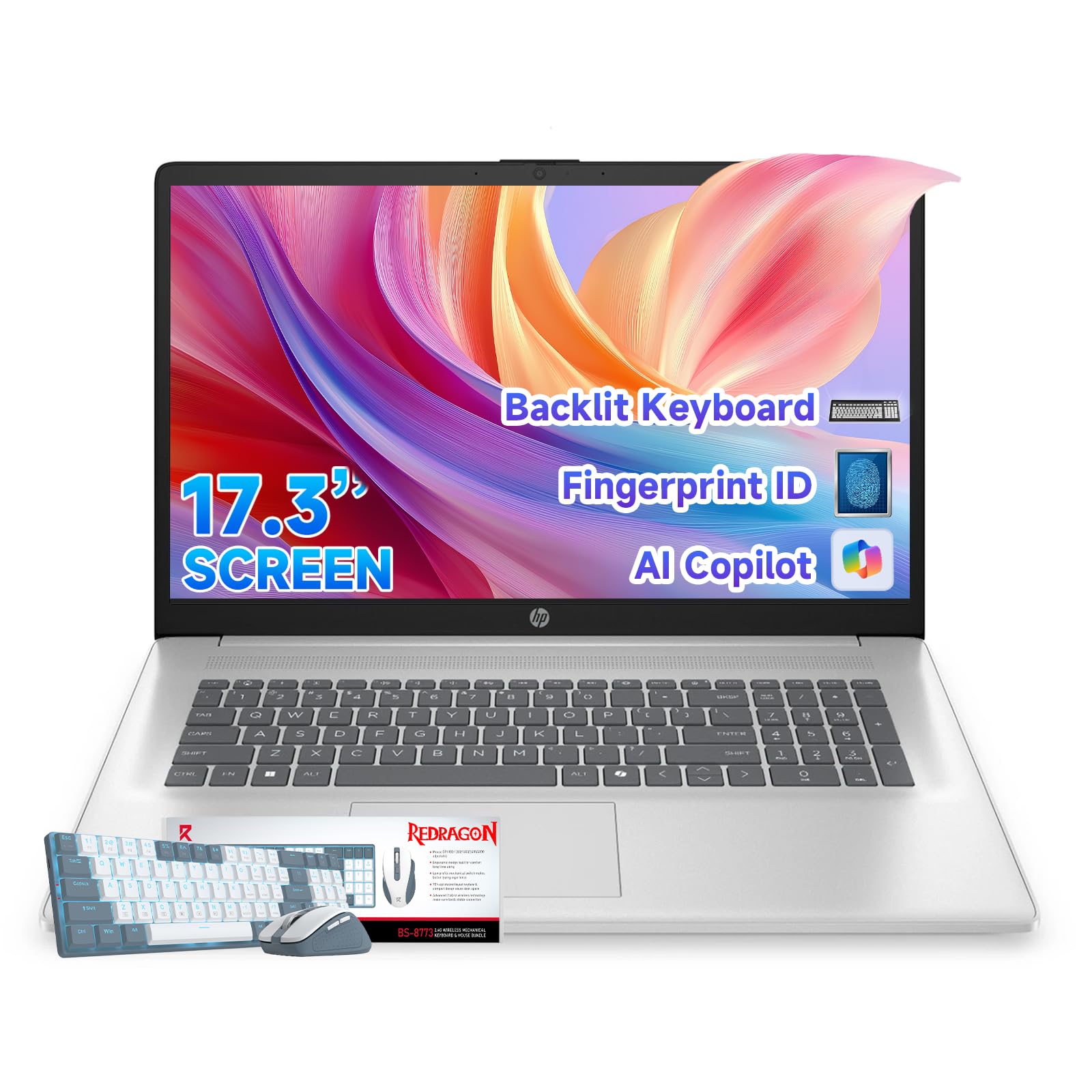 HP 17.3 Business Laptop, 13th Gen Intel 10-Core i5-1334U(Beats i7-1255U), 20GB RAM, 512GB SSD, Backlit Keyboard, Fingerprint Rea