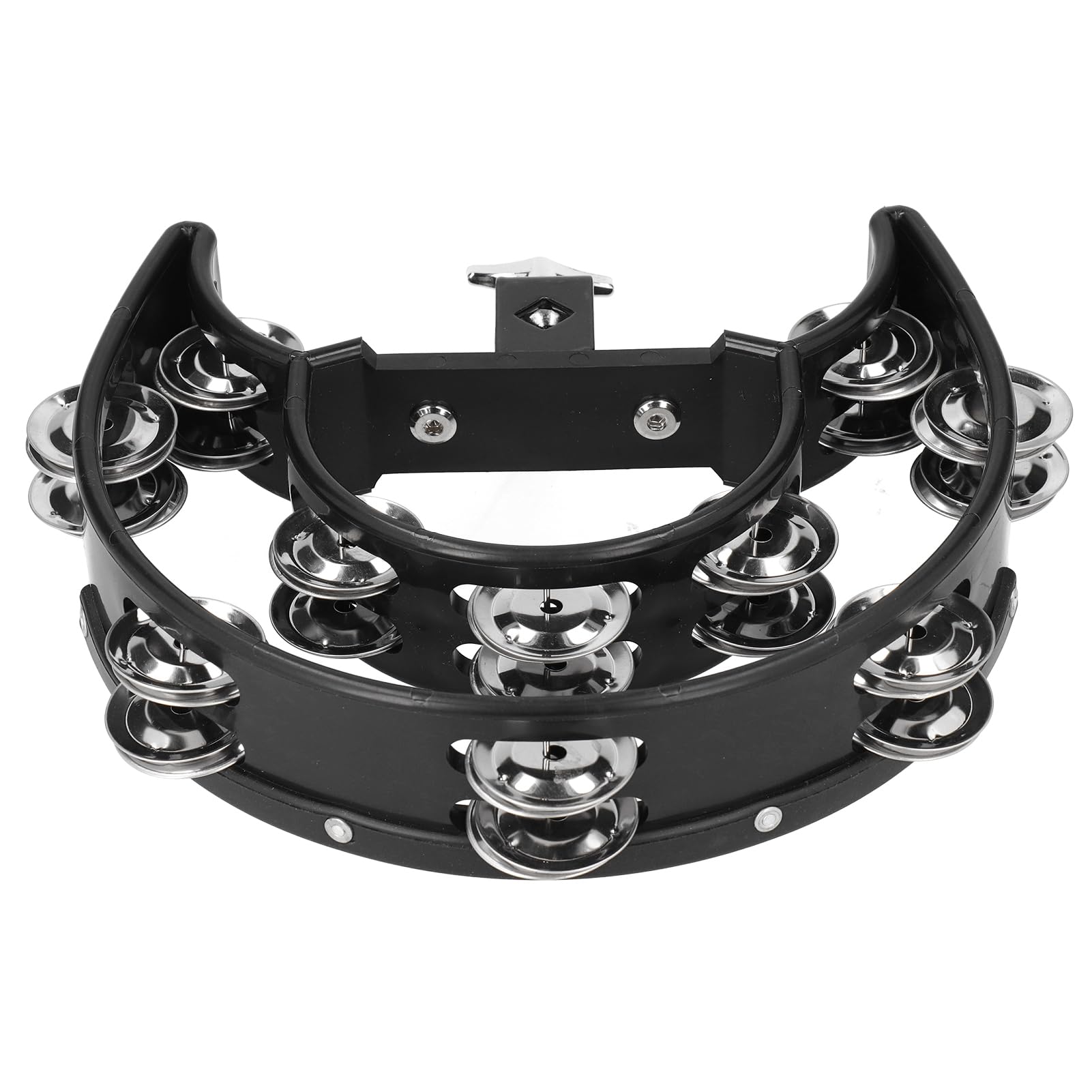 Hi Hat Tambourine Drum Set Multifunctional Hand Bell Rattle Double Row Bells KTV Black