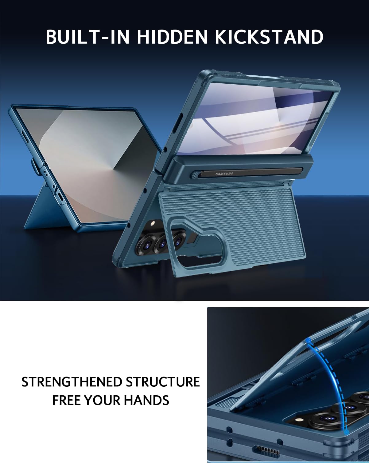 Ninki For Samsung Galaxy Z Fold 7 Case With S Pen Holder And Invisible Kickstand,Screen Protector Hinge Hard Drop-Proof Phone Co