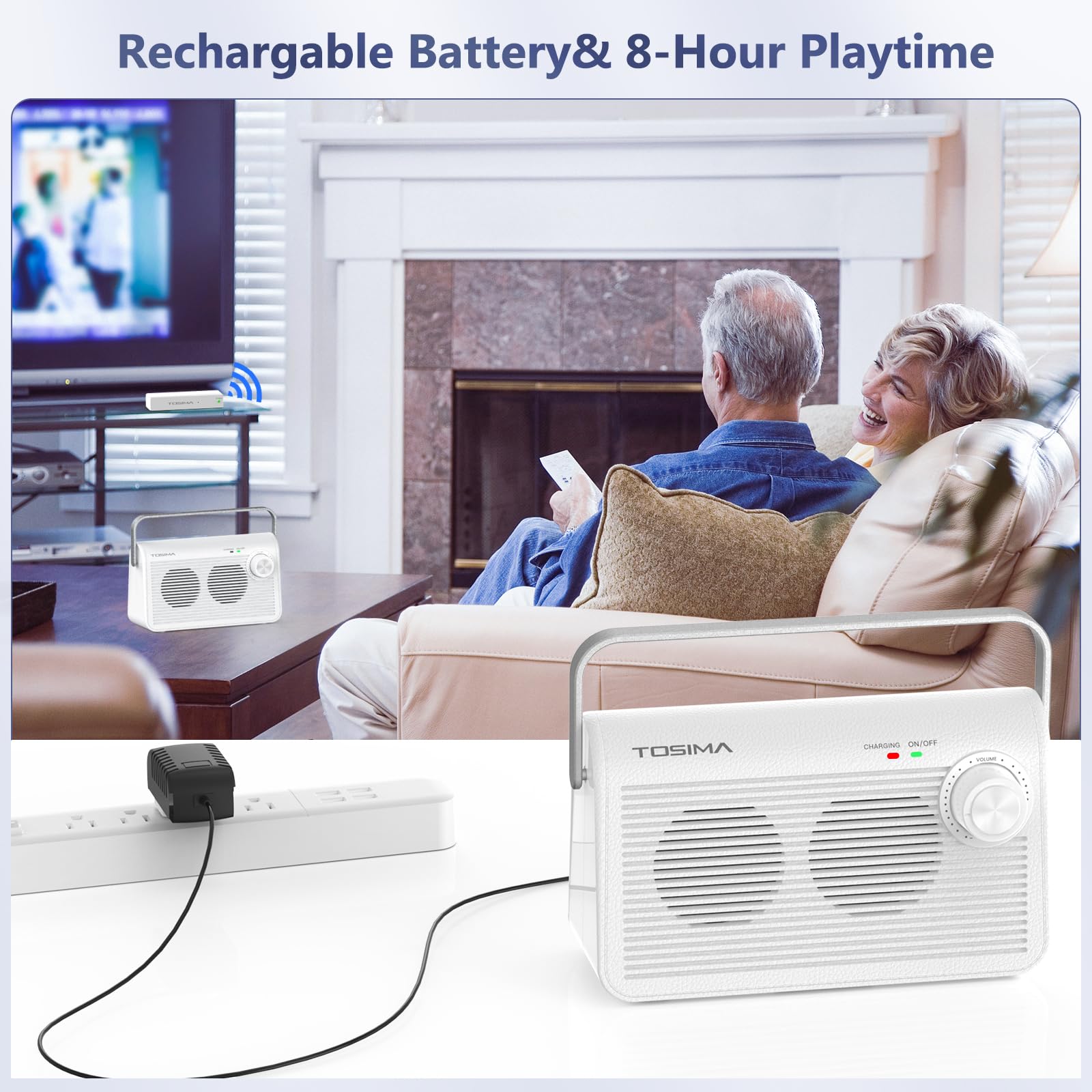 Tosima Tv9000W Wireless Speaker For Tv, Easy Control Portable Tv Soundbox For Elderly (Tv Need 3.5Mm Jack Or Audio Out Plug)