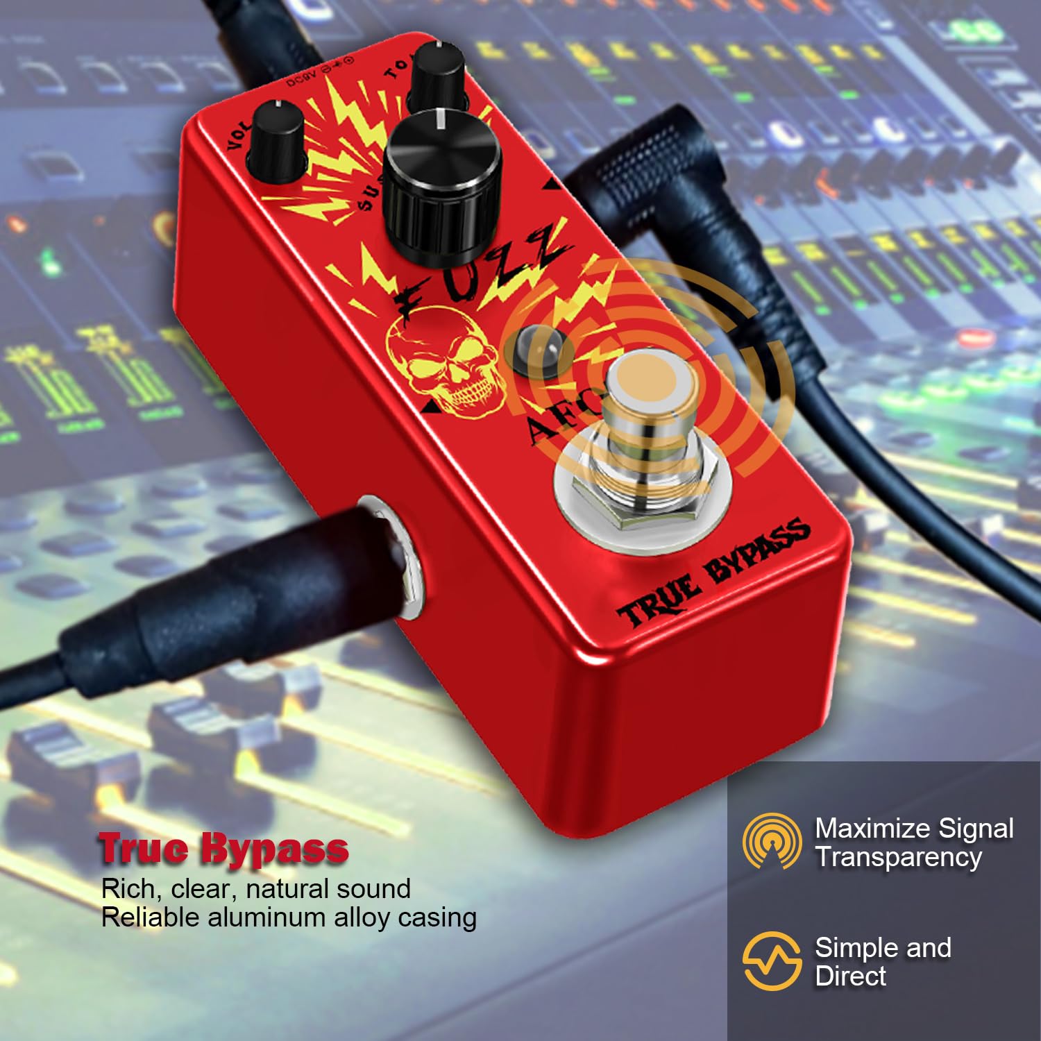 Classic Fuzz Guitar Pedal Vintage Fuzz Mini Guitar Effects Pedal Traditional Fuzz Effect, Plump And Rich Tone,Guitar Effects Ped