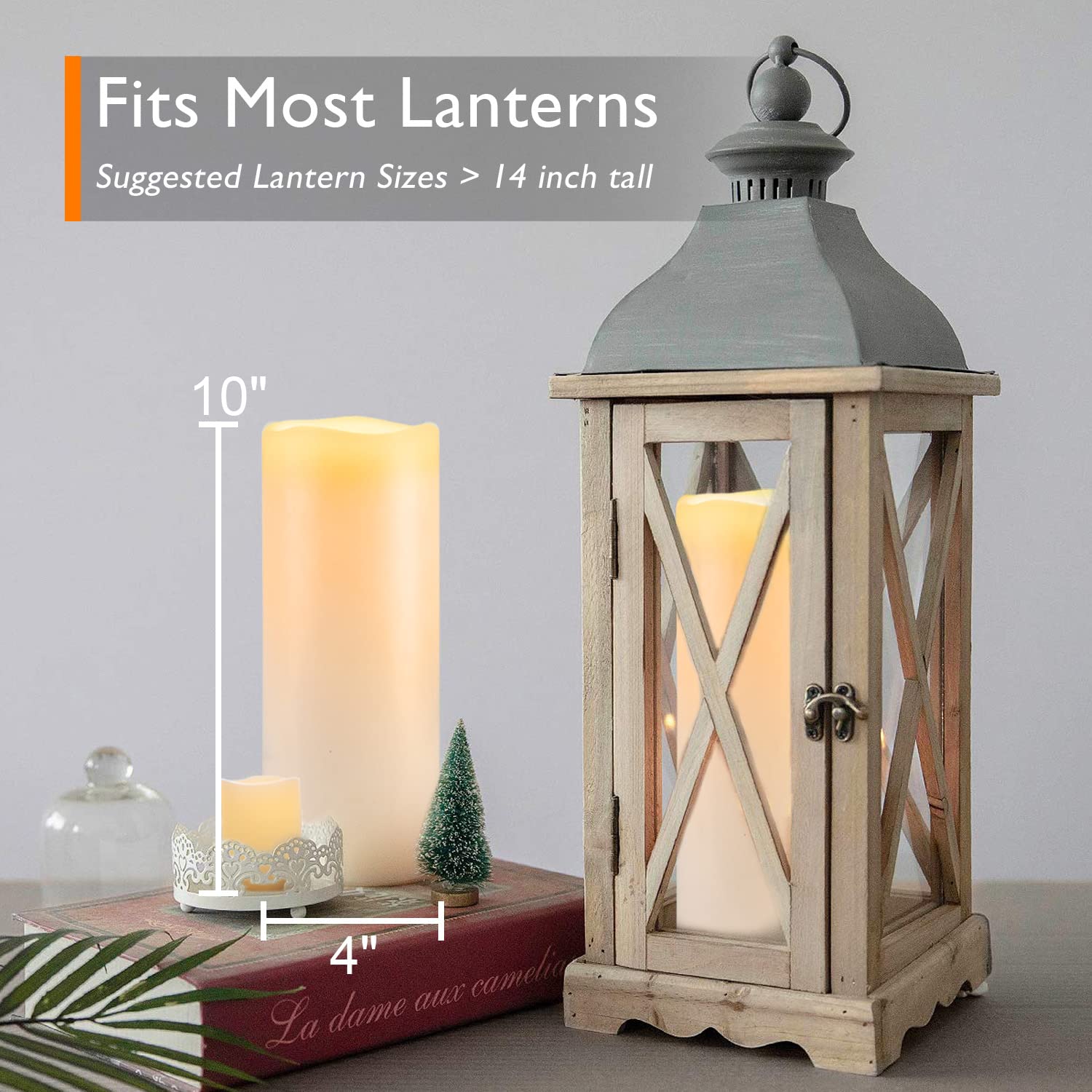 Homemory 10'' X 4'' Large Waterproof Outdoor Flameless Candles With Remote Control And Timer, Battery Operated Flickering Led Pi