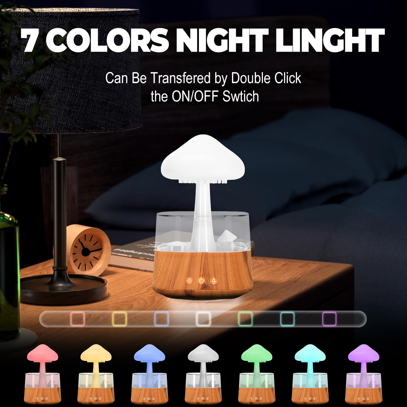 Rain Cloud Humidifier Water Drip With Adjustable Led Lights White Noise Humidification Desk Fountain Bedside Sleeping Relaxing M