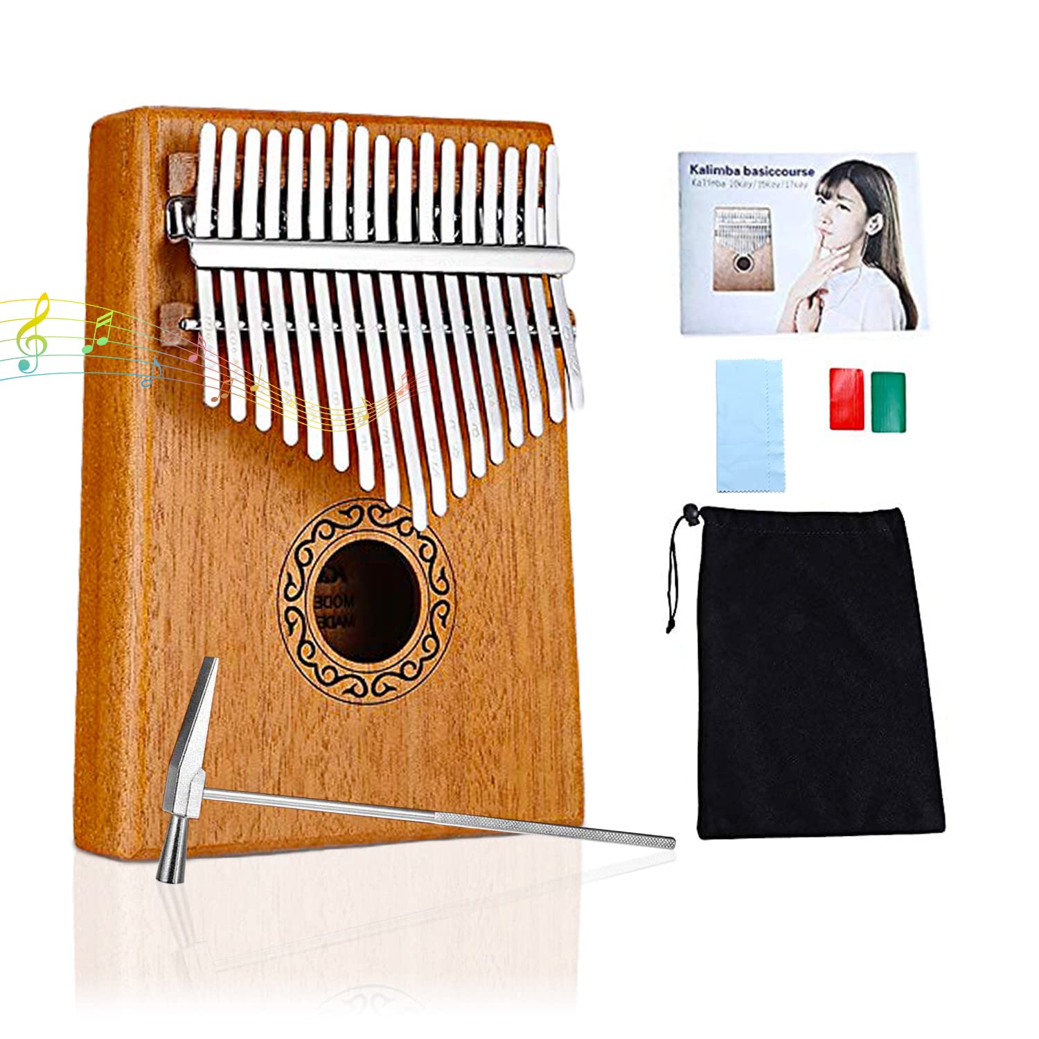 Elephantboat Kalimba 17 Keys Mahogany Thumb Piano Steel Rods