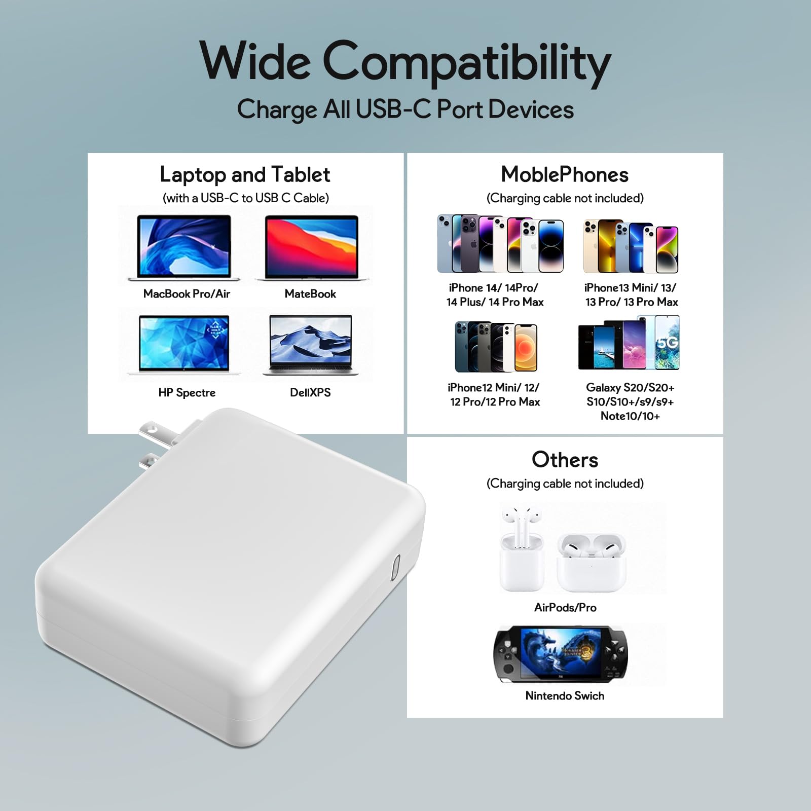 Mac Book Pro Charger   140W Usb C Charger Fast Charger Power Adapter For Macbook Pro, Macbook Air, Ipad Pro, Samsung Galaxy And