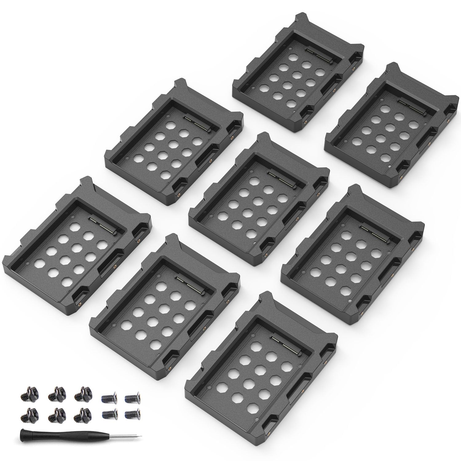 Decorstat 8 Pack 2.5''Ssd To 3.5'' Sata Hard Disk Drive Adapter Hdd Cage Abs Mounting Bracket Kit Internal Drive Bay Converter H