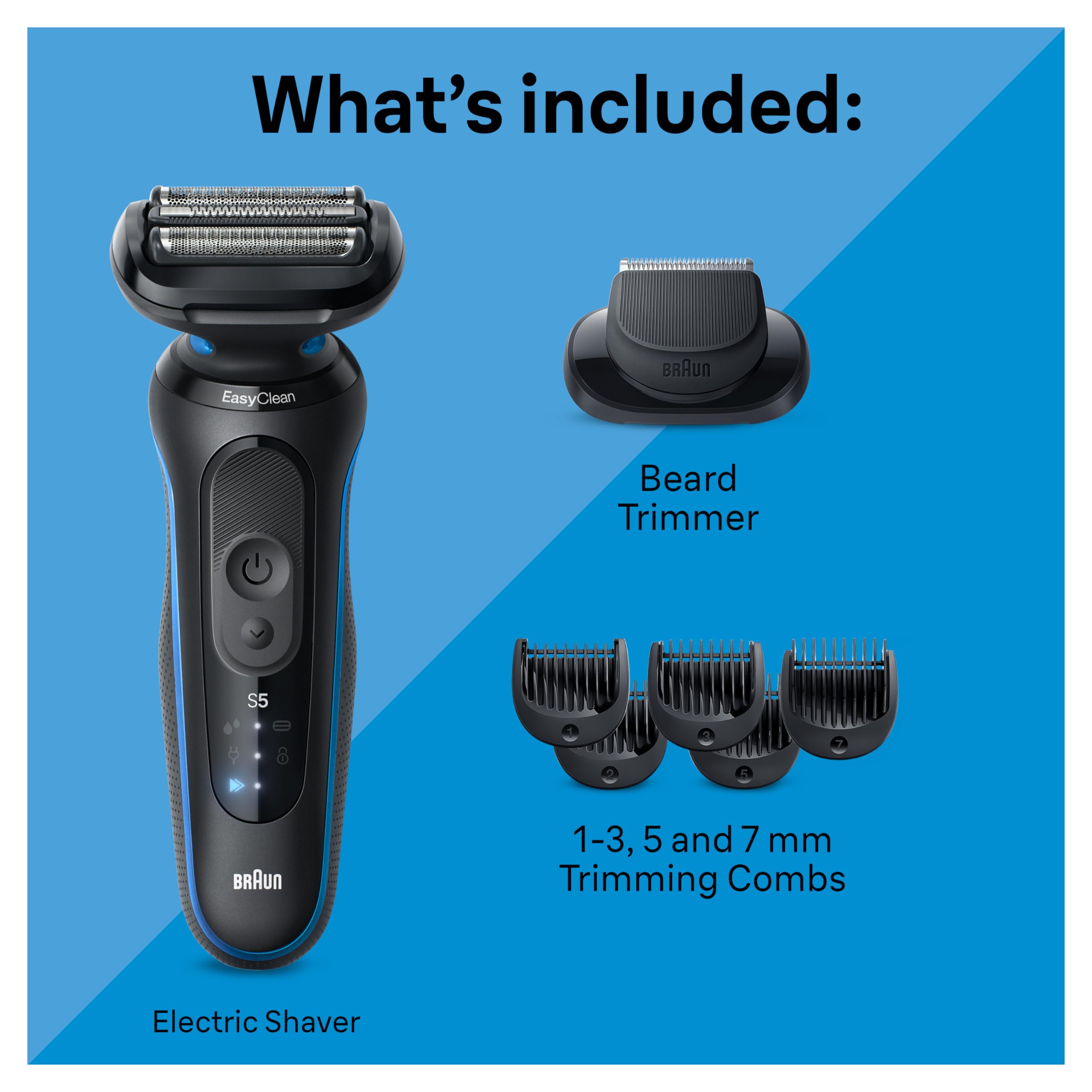 Braun Electric Shaver For Men, Series 5 5120S, Wet & Dry Shave, Turbo Shaving Mode, Foil Shaver, Engineered In Germany, With Bea