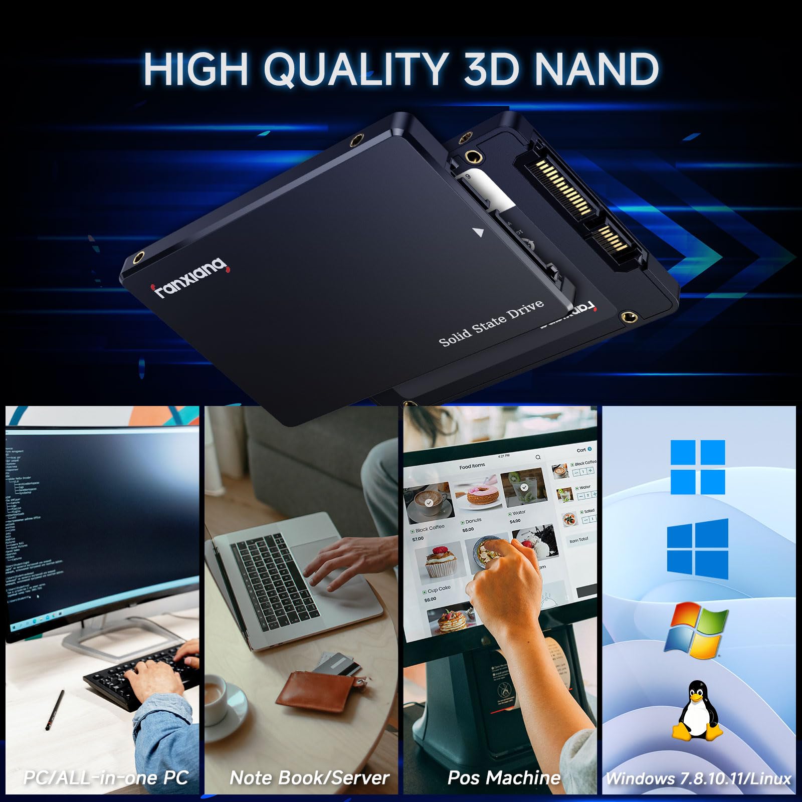 Fanxiang 1Tb Sata Ssd 2.5'' Ssd Sata Iii 6 Gb/S Internal Solid State Drive Up To 560 Mb/S 3D Nand Slc Cache For Laptop And Pc De