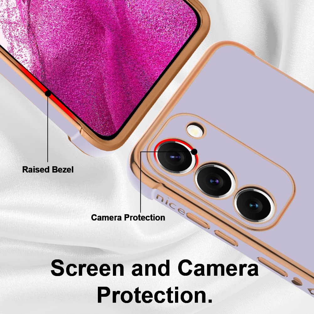 Kanghar Compatible With Samsung S23 Plus 5G Case For Women Girl, Plating Edge Cute Love Heart Soft Tpu Bumper With 4 Corners Sho