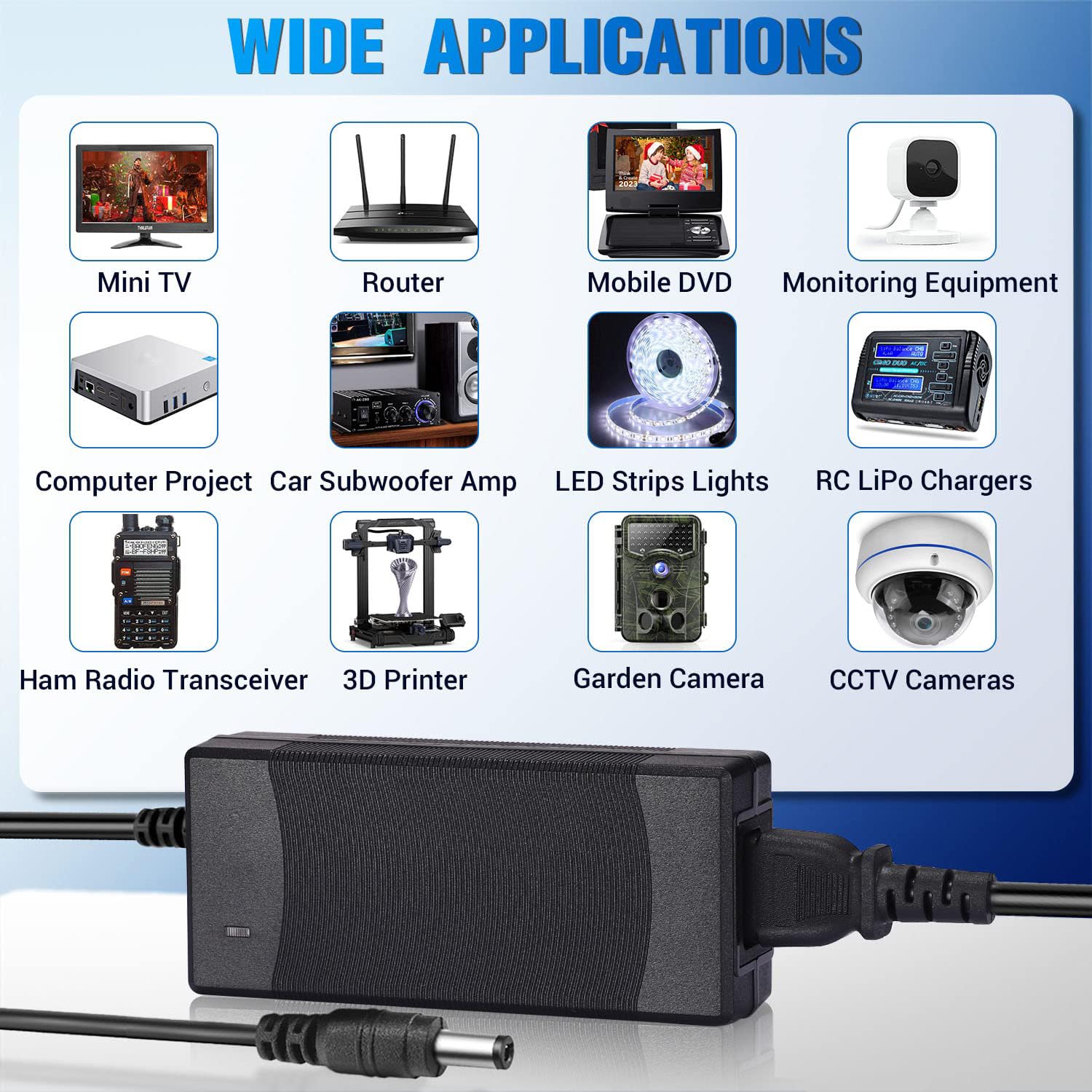 Facmogu 48V 2A Power Supply Adapter, Ac 100 240V To Dc 48V 2A Transformer Interface 5.5X2.5Mm & 5.5X2.1Mm Plug, 96W Adapter Us Plug For Stereo Receiver Hi Fi Home Audio Class D Integrated Amp