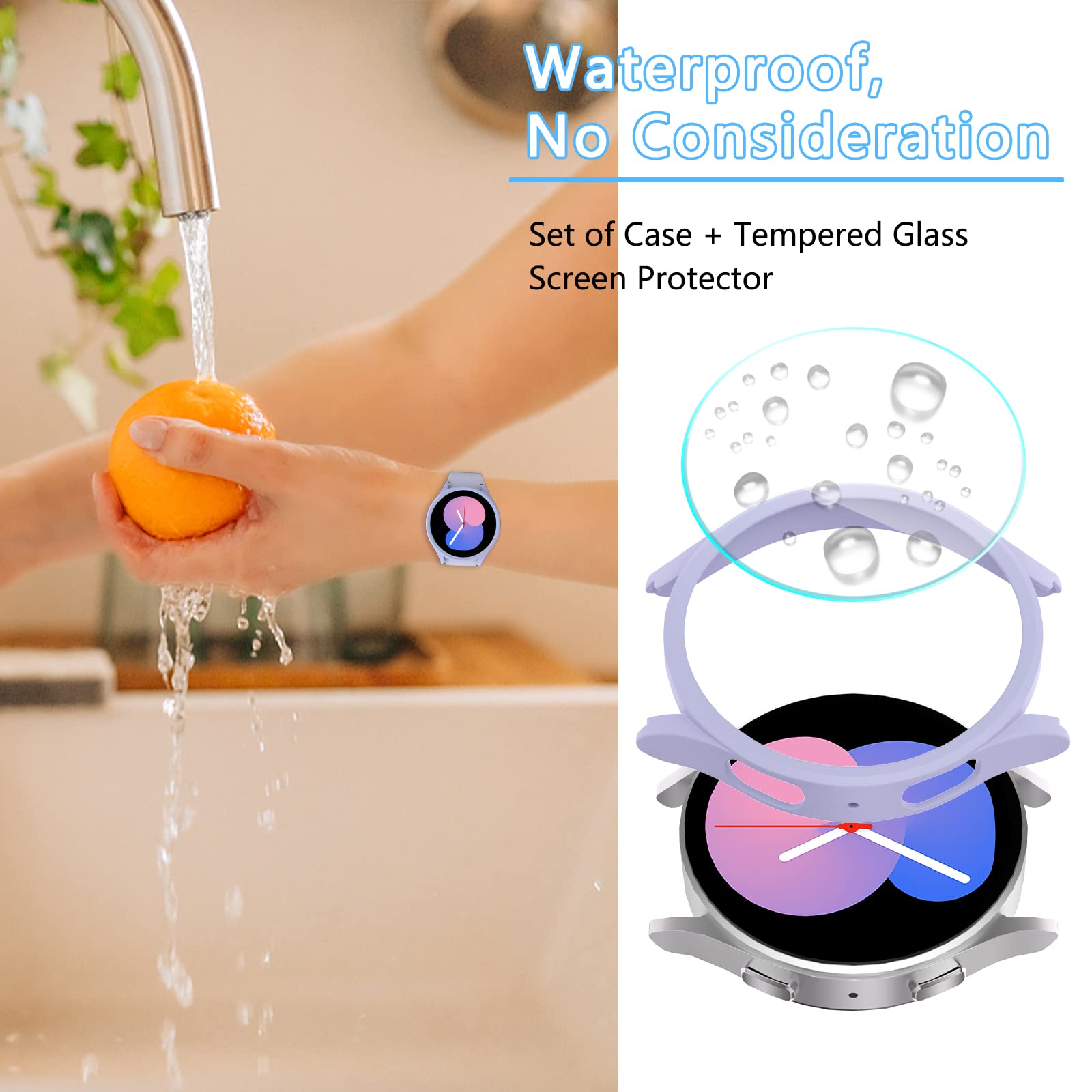 Haojavo [6+8Pack] For Samsung Galaxy Watch 5/Galaxy Watch 4 44Mm Screen Protector Case, 6 Pack Hard Pc Cover Protective Bumper S