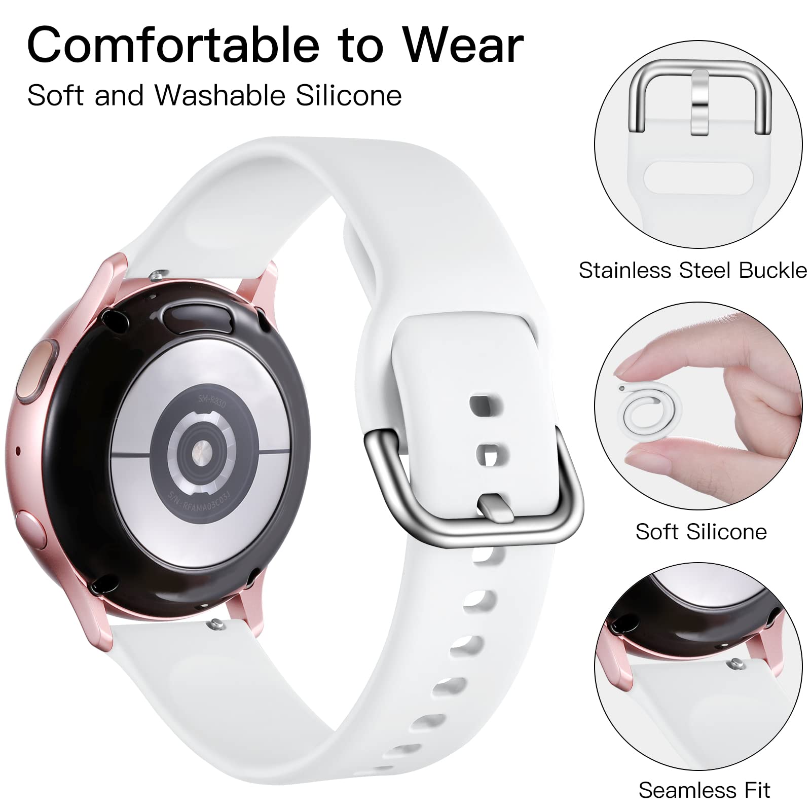 Lerobo Bands Compatible For Samsung Galaxy Watch 6/Galaxy Watch 5 Band/Galaxy Watch 4 Band/Galaxy Watch 5 Pro/Galaxy Active 2 Wa